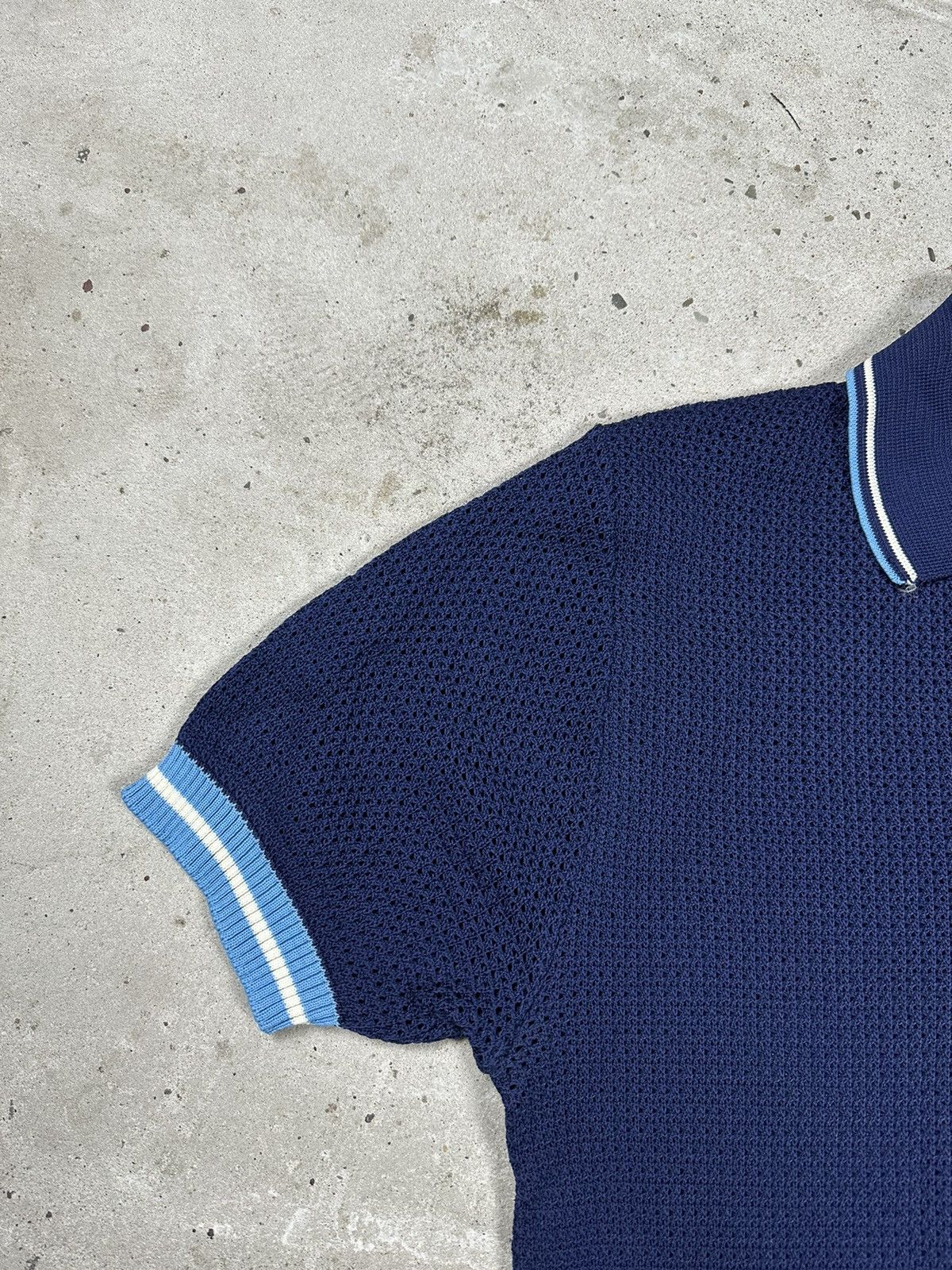 Japanese Brand × Vintage Vintage 90s Old Money Style Short Sleeve Mesh Polo Sweater Size US M / EU 48-50 / 2 - 6 Thumbnail