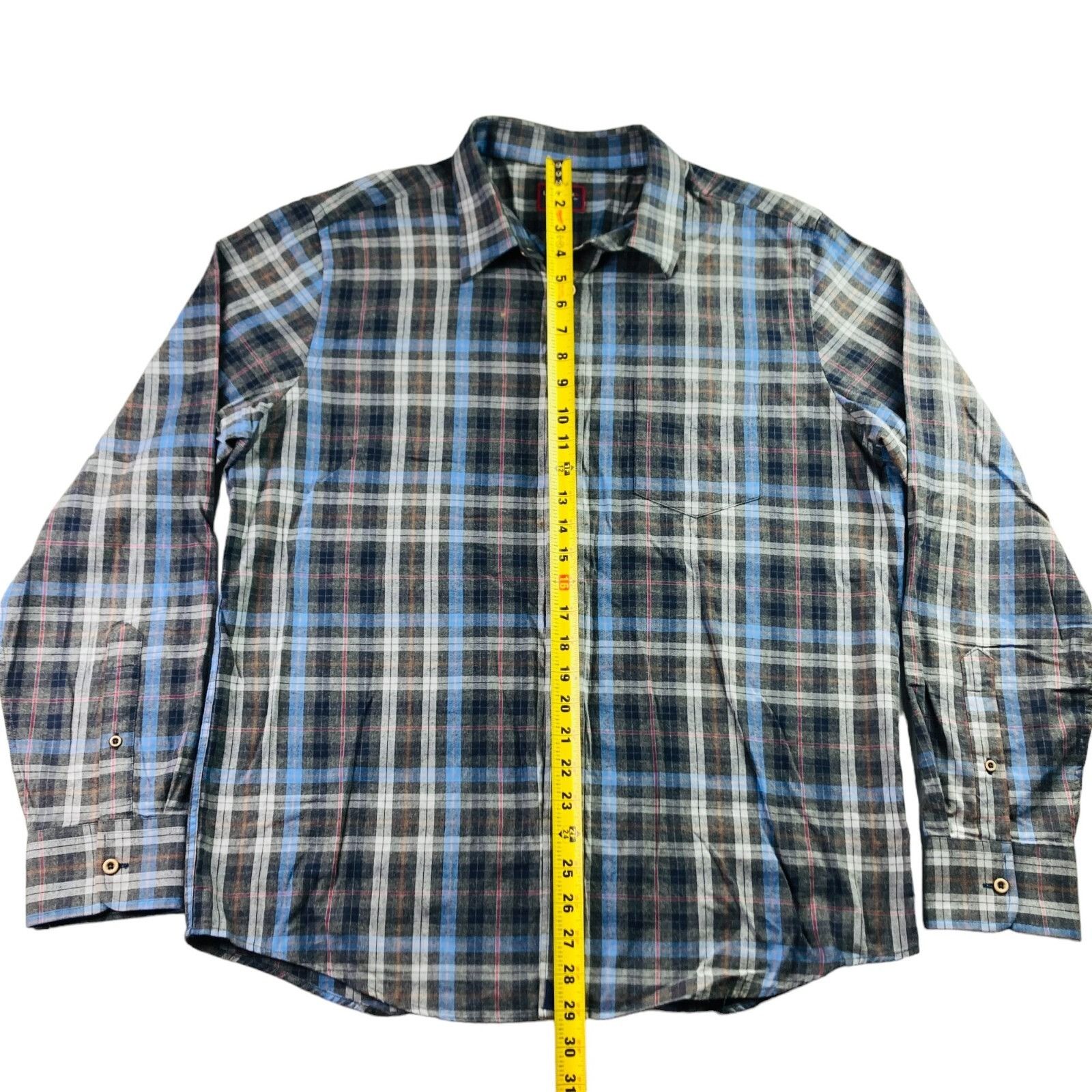UNTUCKit Untuckit Men’s Flannel Long Sleeve Button Shirt Gray/Blue Pl Size US XL / EU 56 / 4 - 4 Thumbnail