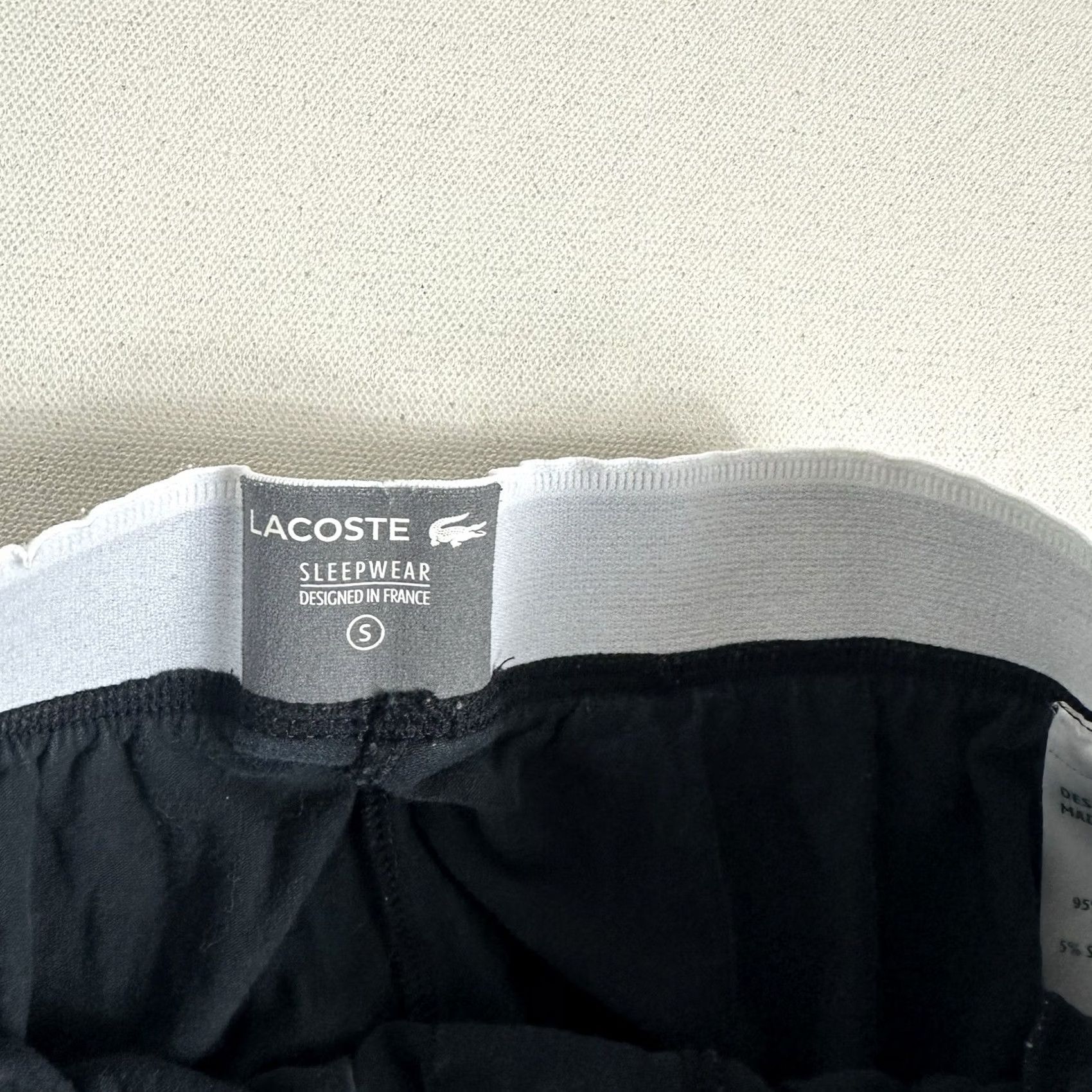 Lacoste Lacoste Pajama Pants Men Sleepwear Black White Two-Tone Waistband Pockets Sweatpants Cotton Blend Jersey Two-Color Elastic Waist Size S Size US 29 - 8 Thumbnail