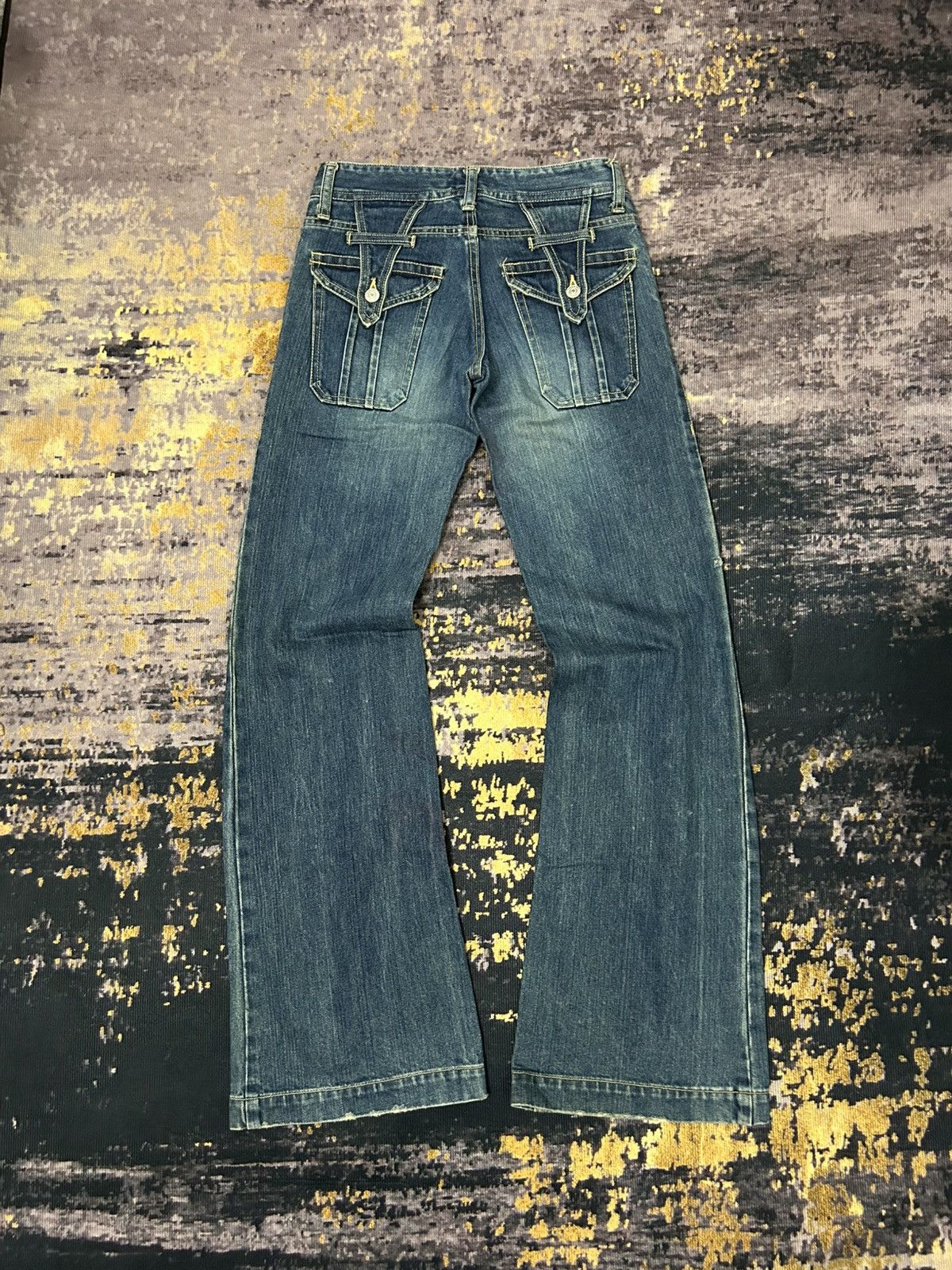 If Six Was Nine Vintage Edge Rupert Multi Pocket Flare Jeans Size US 29 - 3 Thumbnail