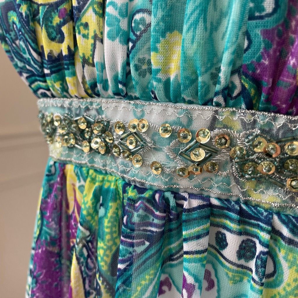 Other Y2K City Triangles Mini Dress Teal Purple Yellow Empire Wais Size S / US 4 / IT 40 - 4 Thumbnail
