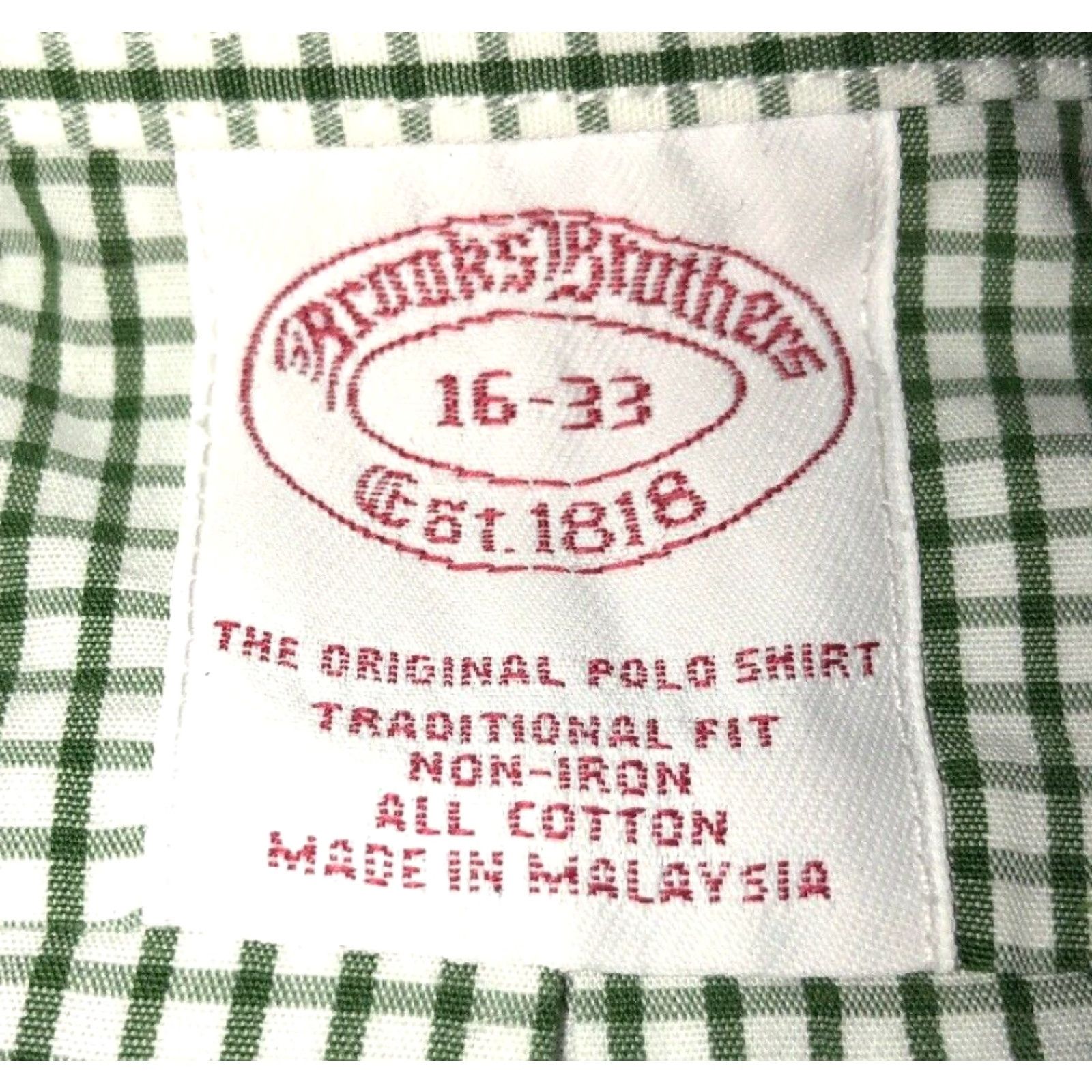 Brooks Brothers Brooks Brothers Mens Dress Shirt Long Sleeve Green Plaid Non-Iron Size 16 Size US L / EU 52-54 / 3 - 2 Thumbnail