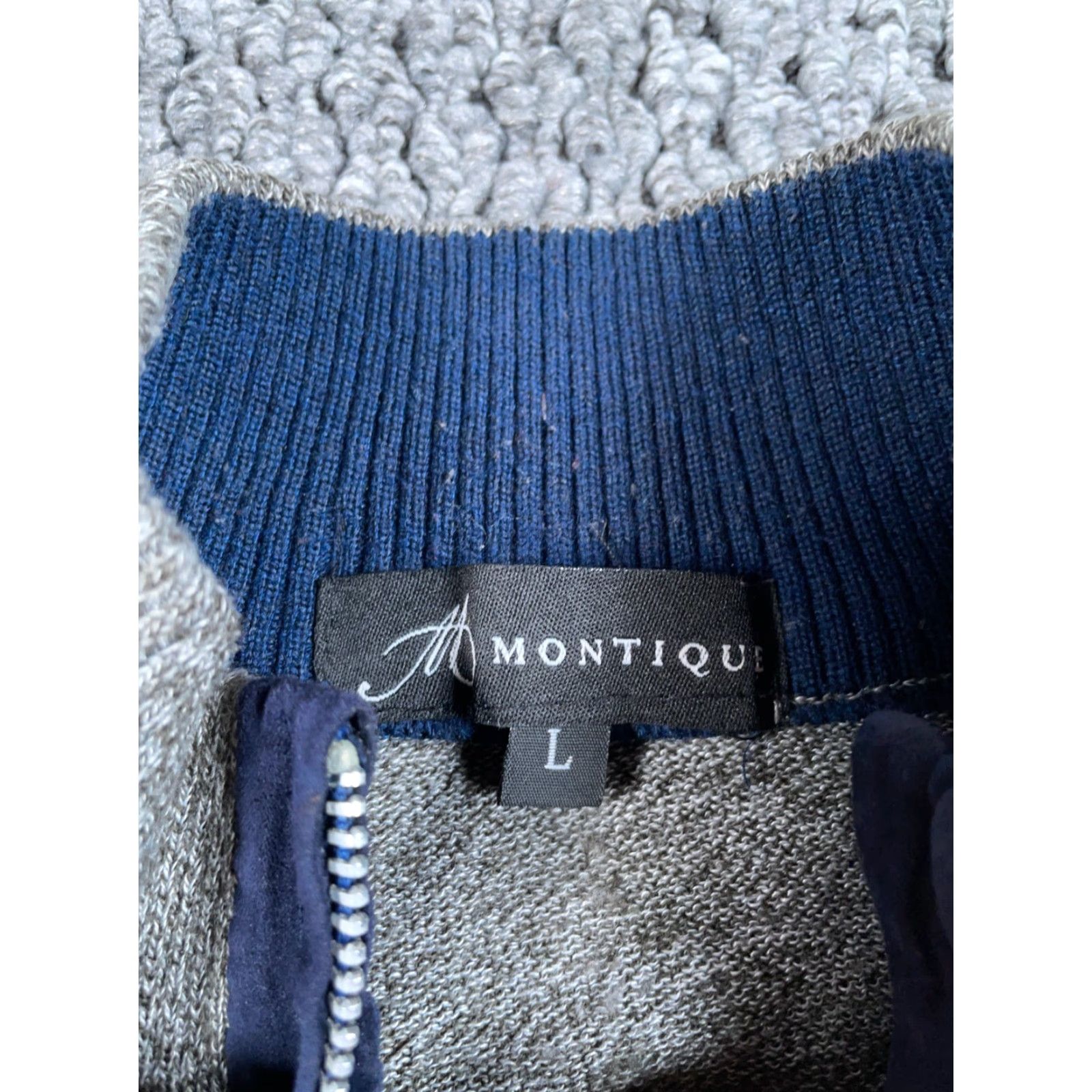 Vintage Montique Distressed Check Pattern Sweater 1/4-Zip Adult XL Gray Acrylic Rayon Knit Mens Size US XL / EU 56 / 4 - 3 Thumbnail