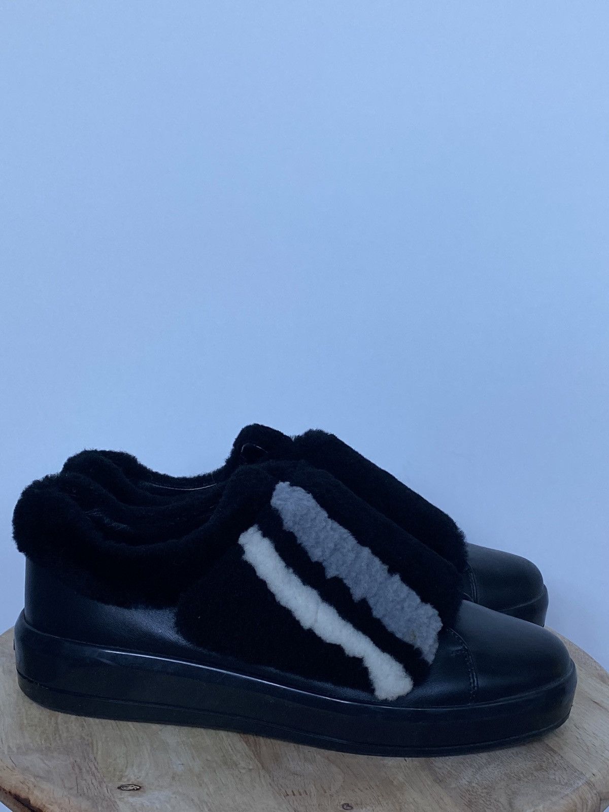 Prada Prada Low Top Leather Faux Fur Slip On sneakers Size US 8.5 / IT 38.5 - 3 Thumbnail