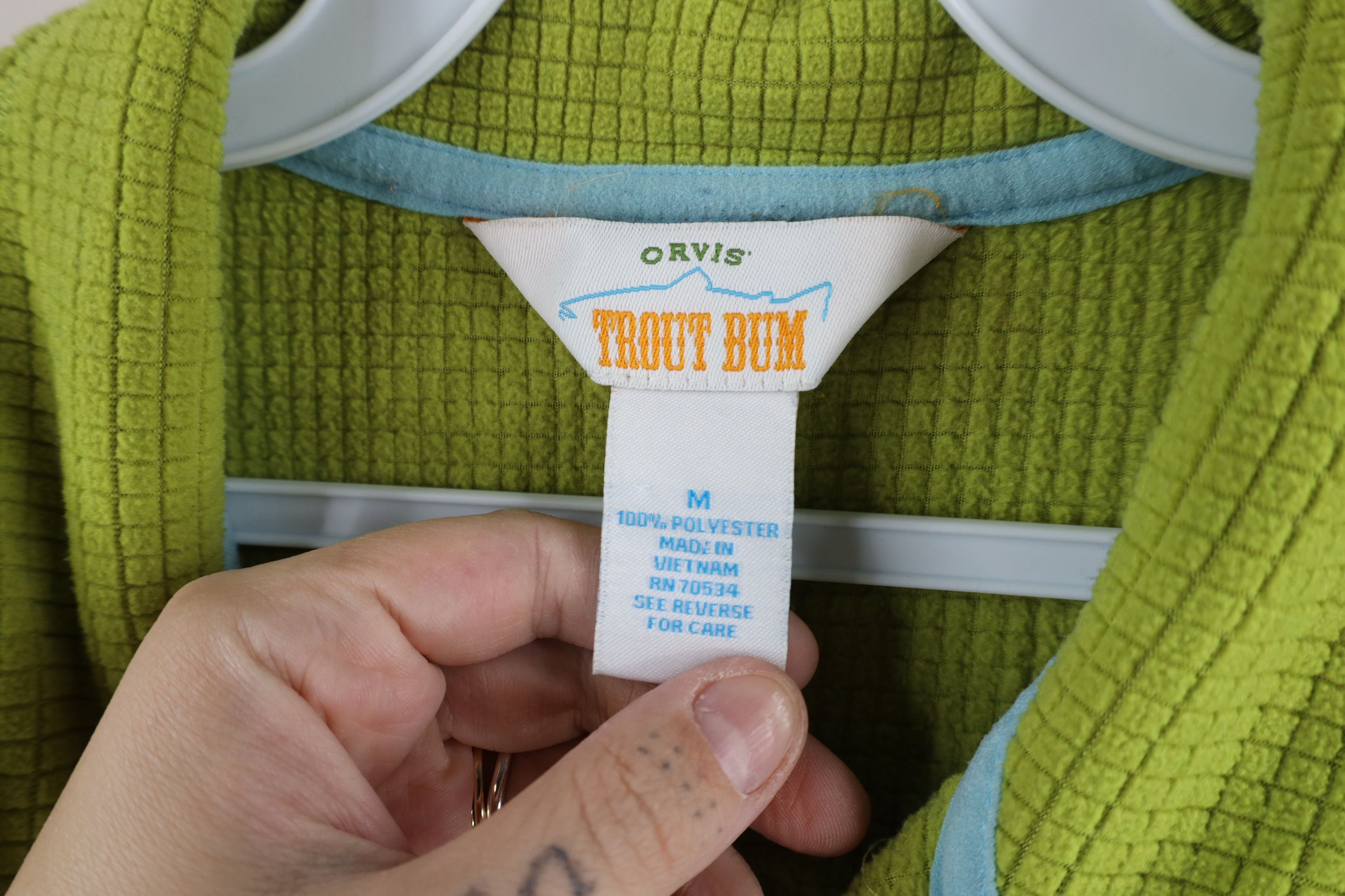 Orvis × Vintage Orvis Trout Bum Fleece Half Zip Pullover Sweater Lime Green Size US M / EU 48-50 / 2 - 4 Thumbnail