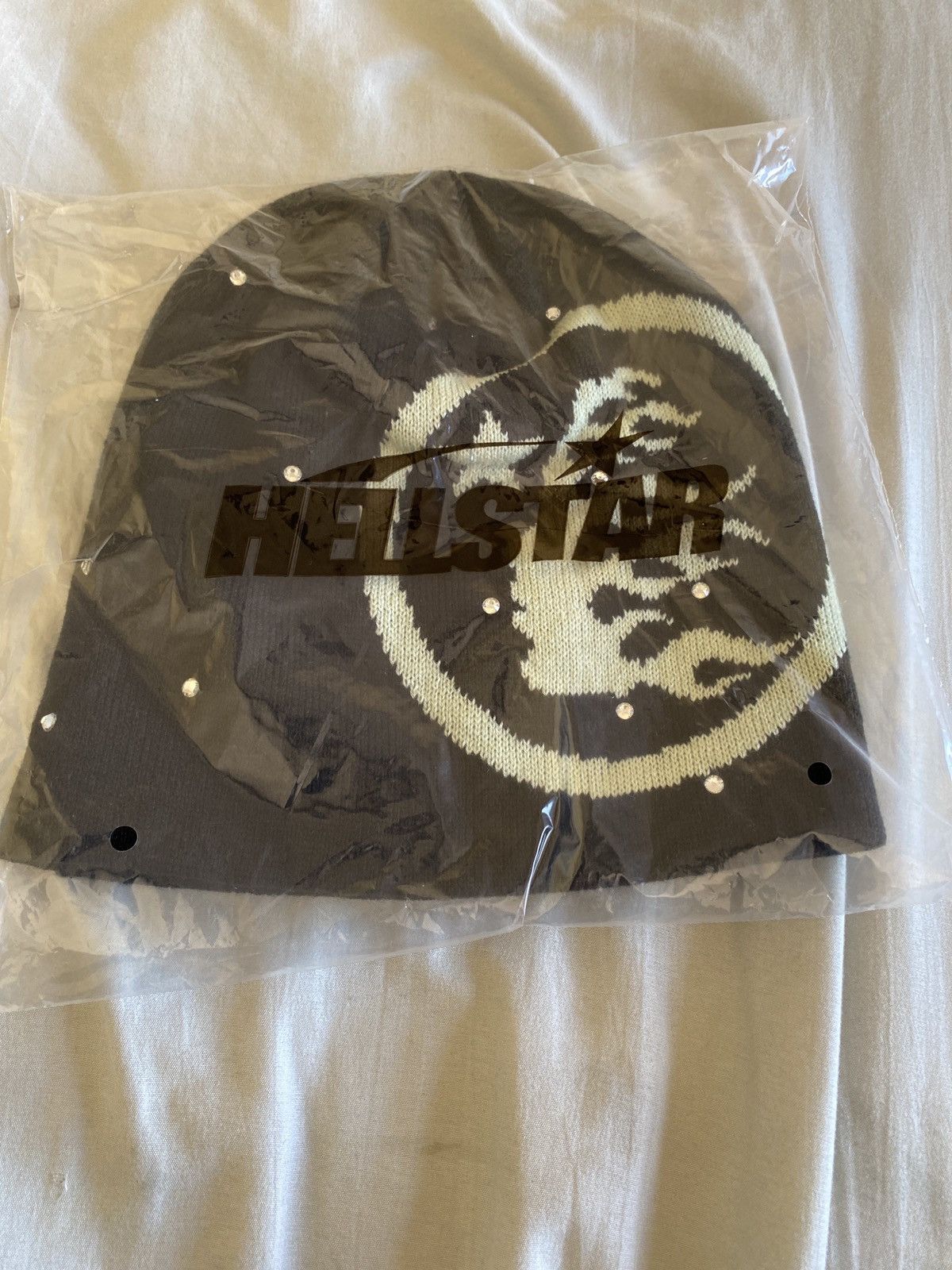 image of Hellstar Glow In The Dark Beanie Cap Beenie in Black, Men's