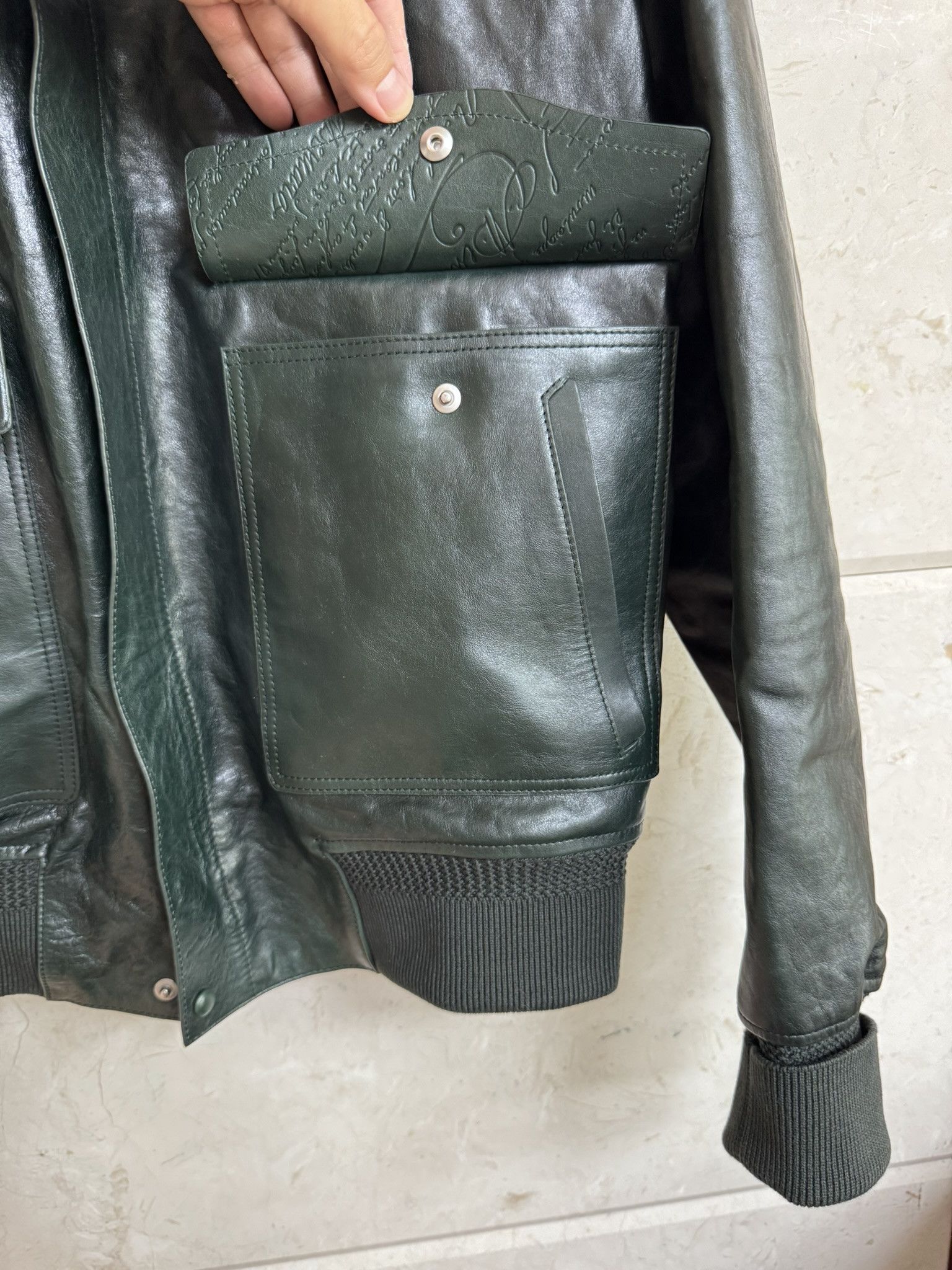 Berluti Berluti Patina Leather Flight Jacket - Deep Green - EU 50 Size US M / EU 48-50 / 2 - 3 Thumbnail