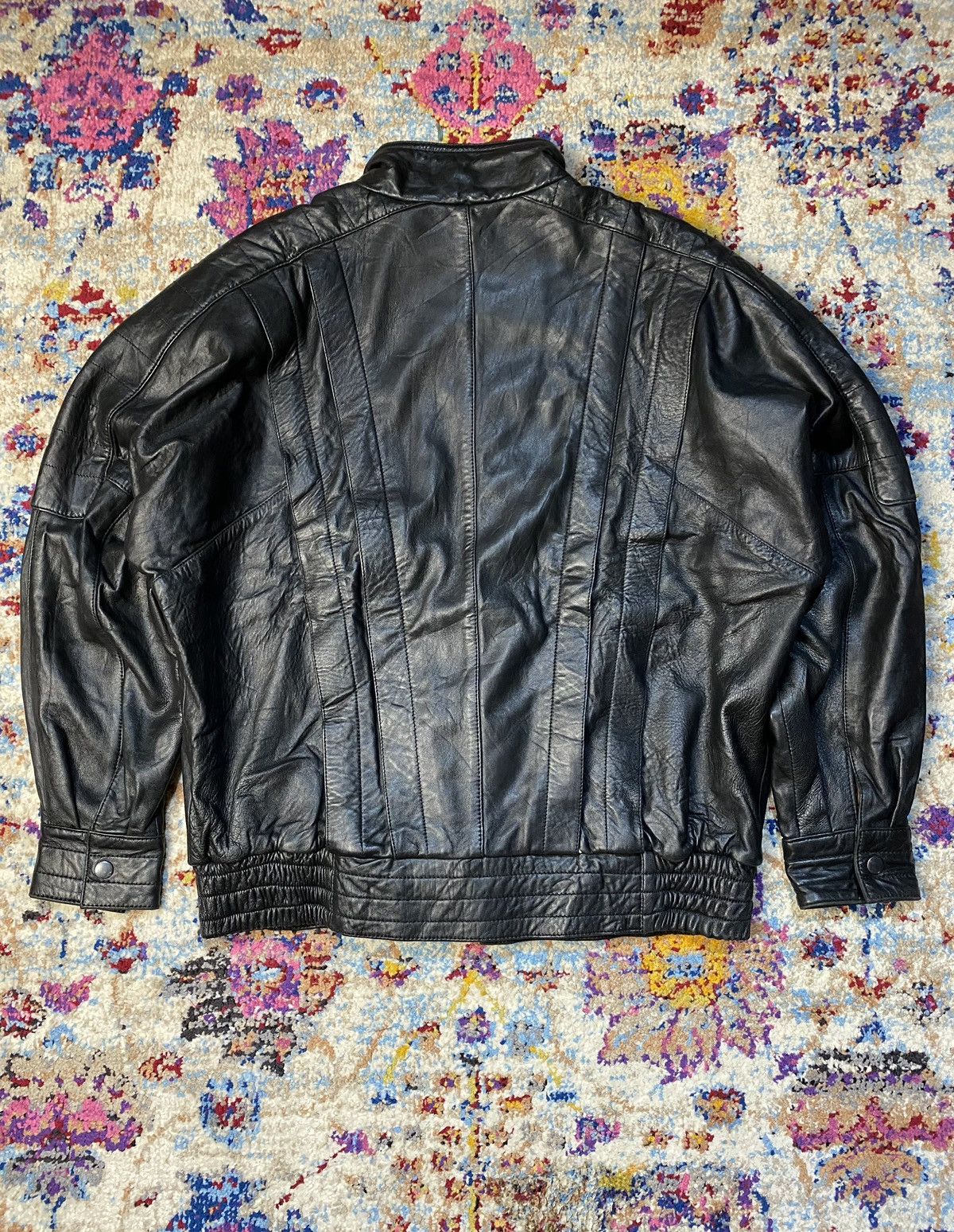 Vintage CLASSIC AVANT GARDE GENUINE SHEEPSKIN BOMBER LEATHER JACKET Size US L / EU 52-54 / 3 - 2 Thumbnail