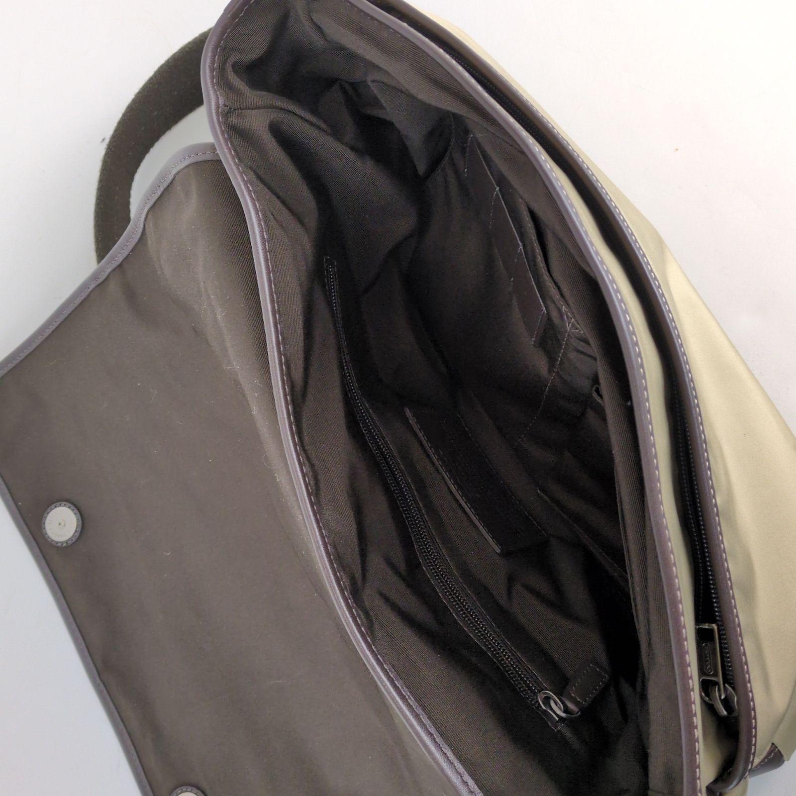 Coach Coach Tan Nylon Messenger Bag Brown Leather Trim Crossbody Size ONE SIZE - 13 Thumbnail