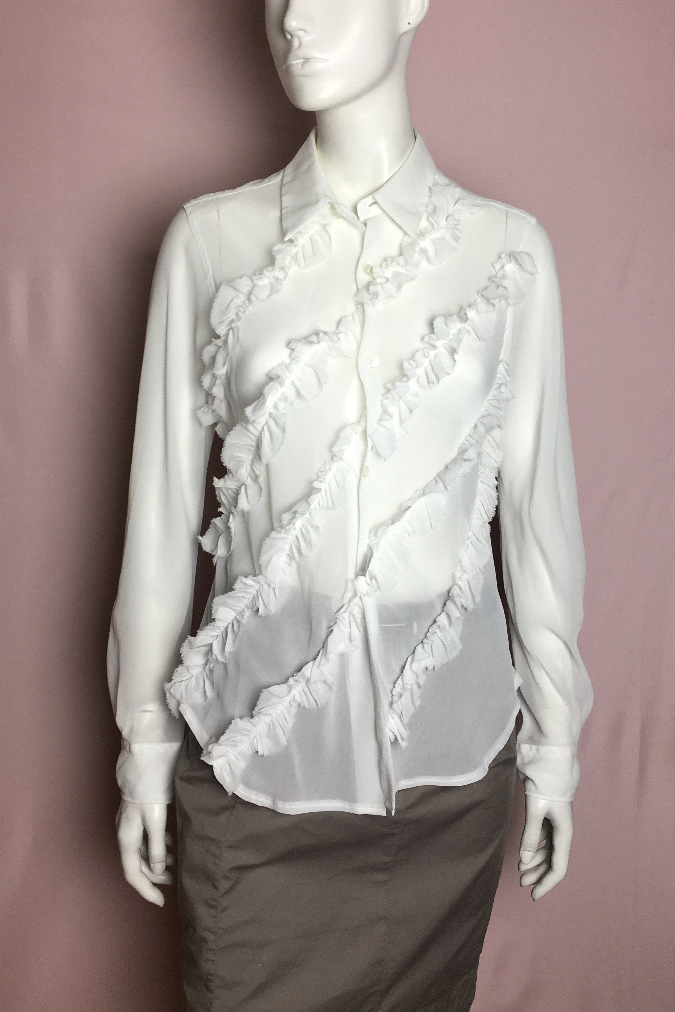Comme des Garcons COMME des GARCONS Bias Ruffled Blouse Shirt White M Size M / US 6-8 / IT 42-44 - 1 Thumbnail