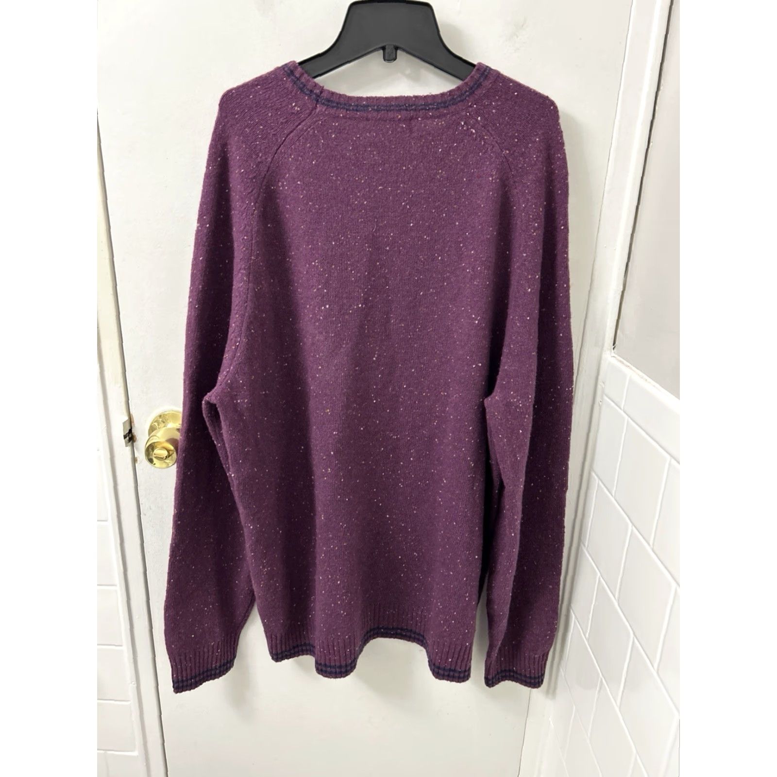 Brooks Brothers Brooks Brothers Sweater Mens XL Purple Lambswool Crewneck Pullover L/S, Tweed, Logo, Regular Fit Size US XL / EU 56 / 4 - 6 Thumbnail