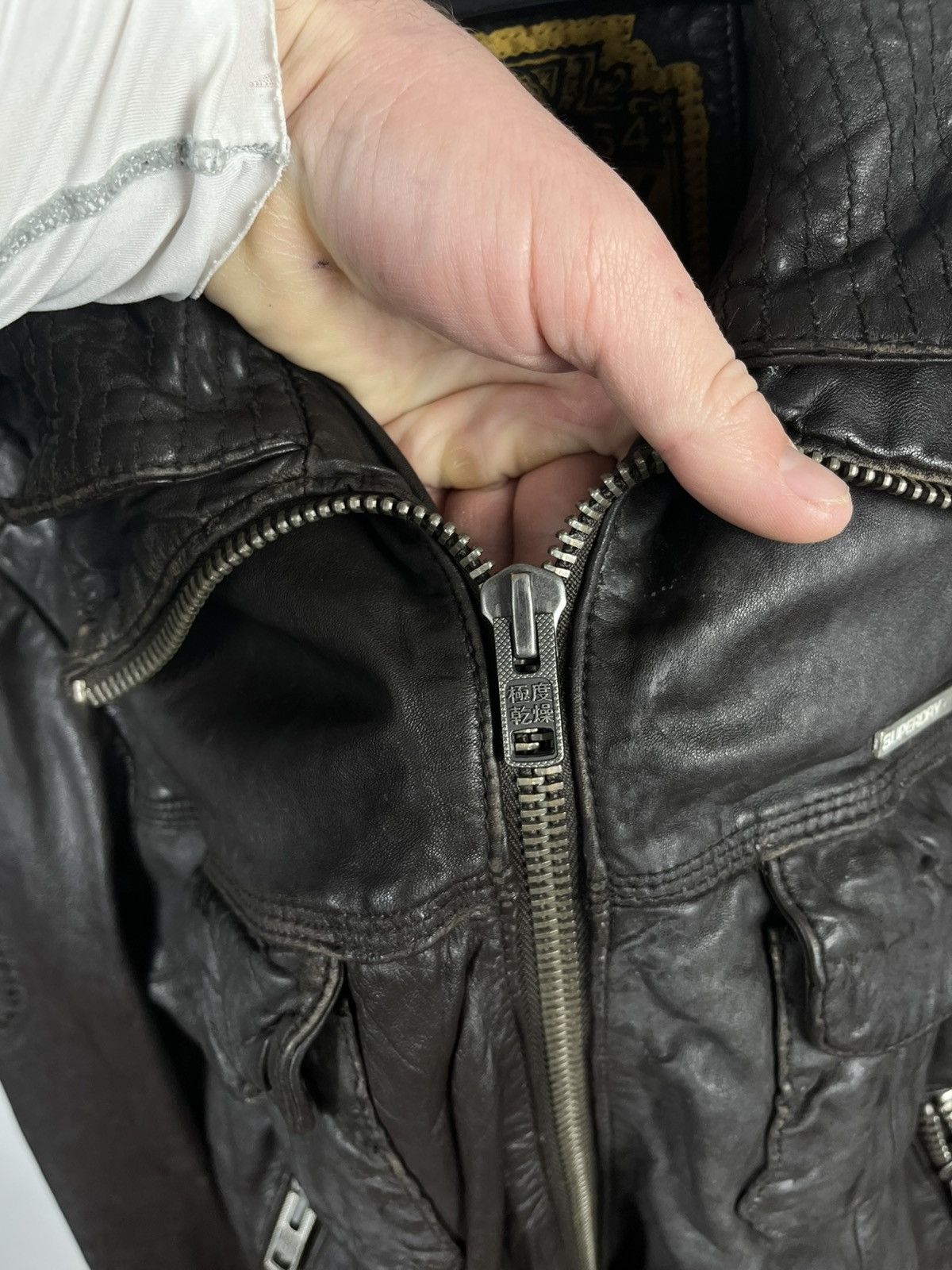 Superdry Superdry Genuine Leather Jacket Black Size M Distressed Size US M / EU 48-50 / 2 - 5 Thumbnail