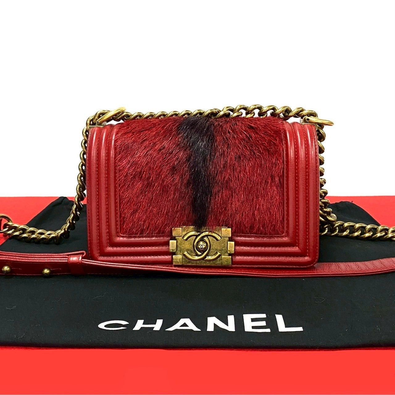 Chanel Shoulder Bag Red Leather, Men's