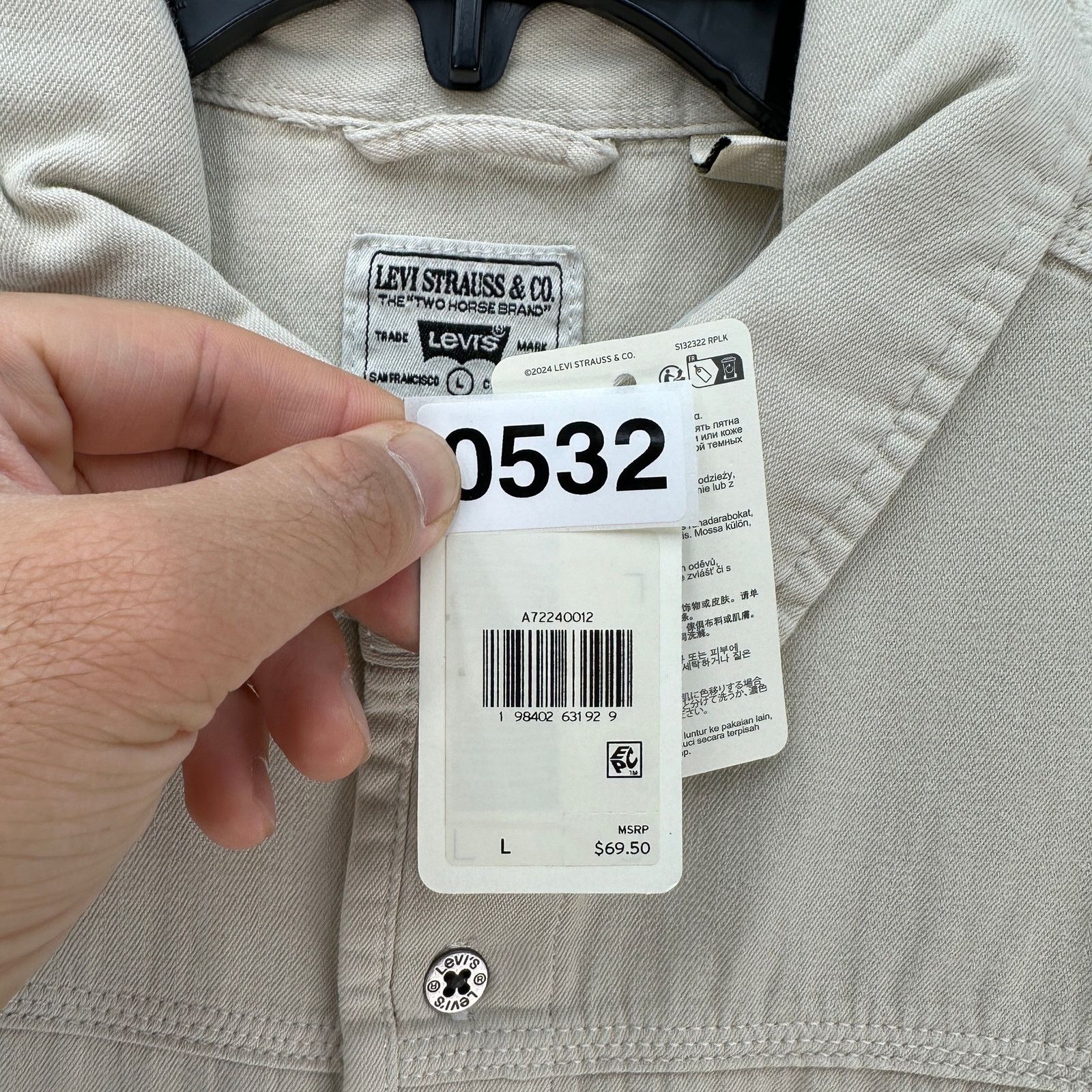 Levi's LEVI'S MEN'S LARGE AUBURN WORKER SHIRT BEIGE Size US L / EU 52-54 / 3 - 3 Thumbnail