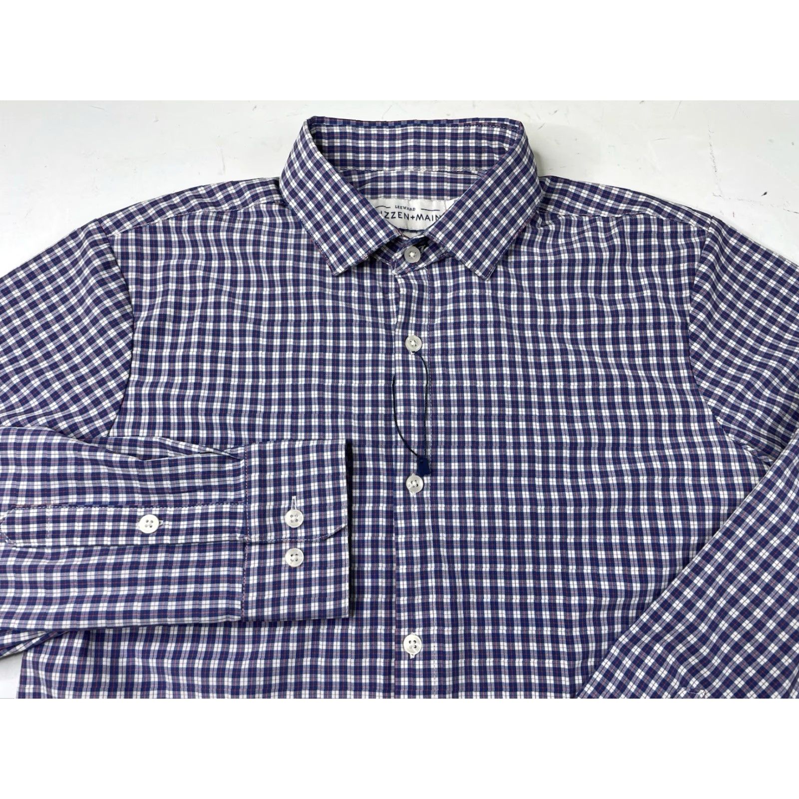 Mizzen+Main Mizzen+Main Mens Shirt L Blue Plaid Button Up Collared Slim Fit Twill Easy Care All Seasons City Classic Size US L / EU 52-54 / 3 - 2 Thumbnail