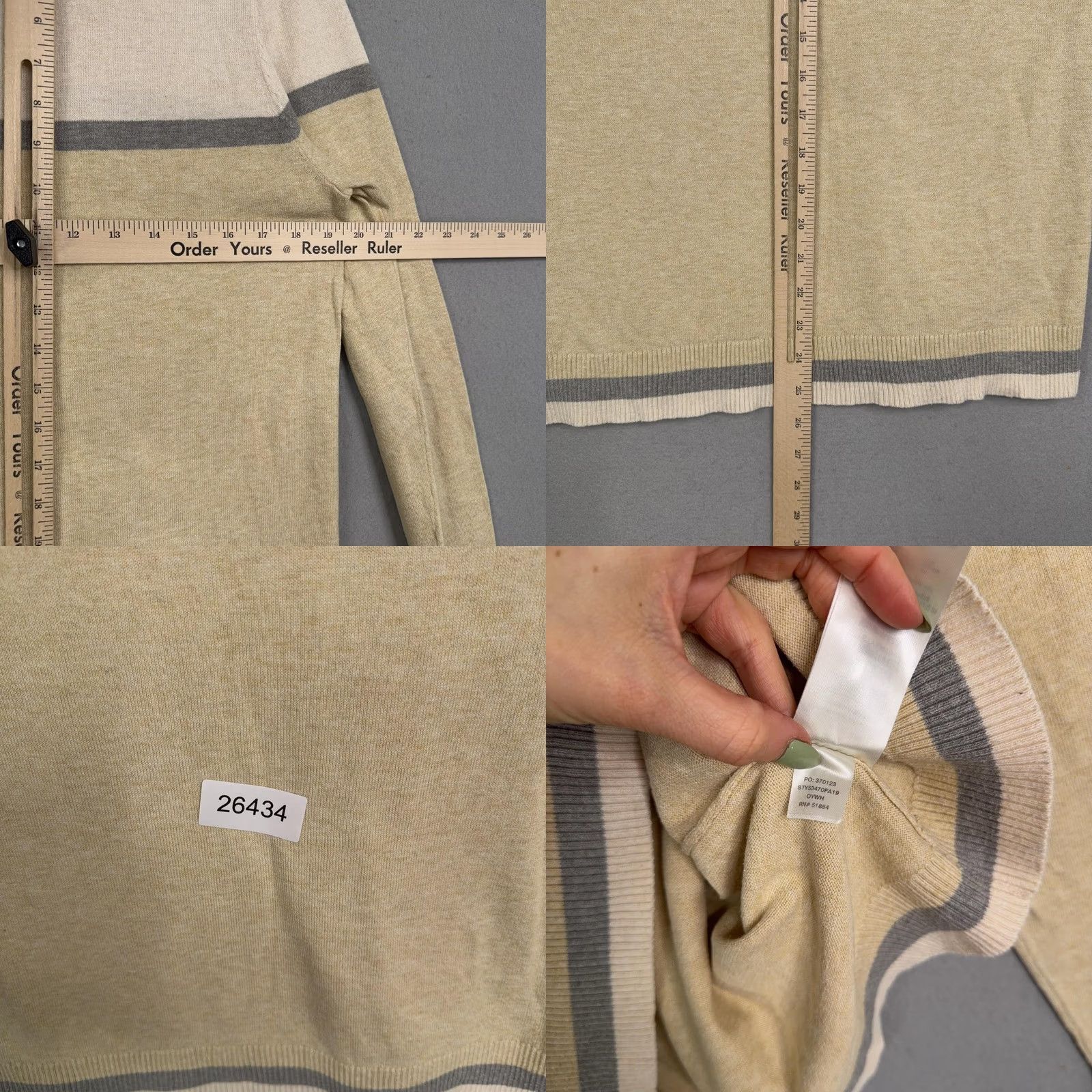 Patagonia Patagonia Sweater Womens Large Beige Gray Stripe Crewneck Knit Pullover Casual Regular Knit Cotton Polyester - Light All Seasons - Worn Wear Size L / US 10 / IT 46 - 8 Thumbnail
