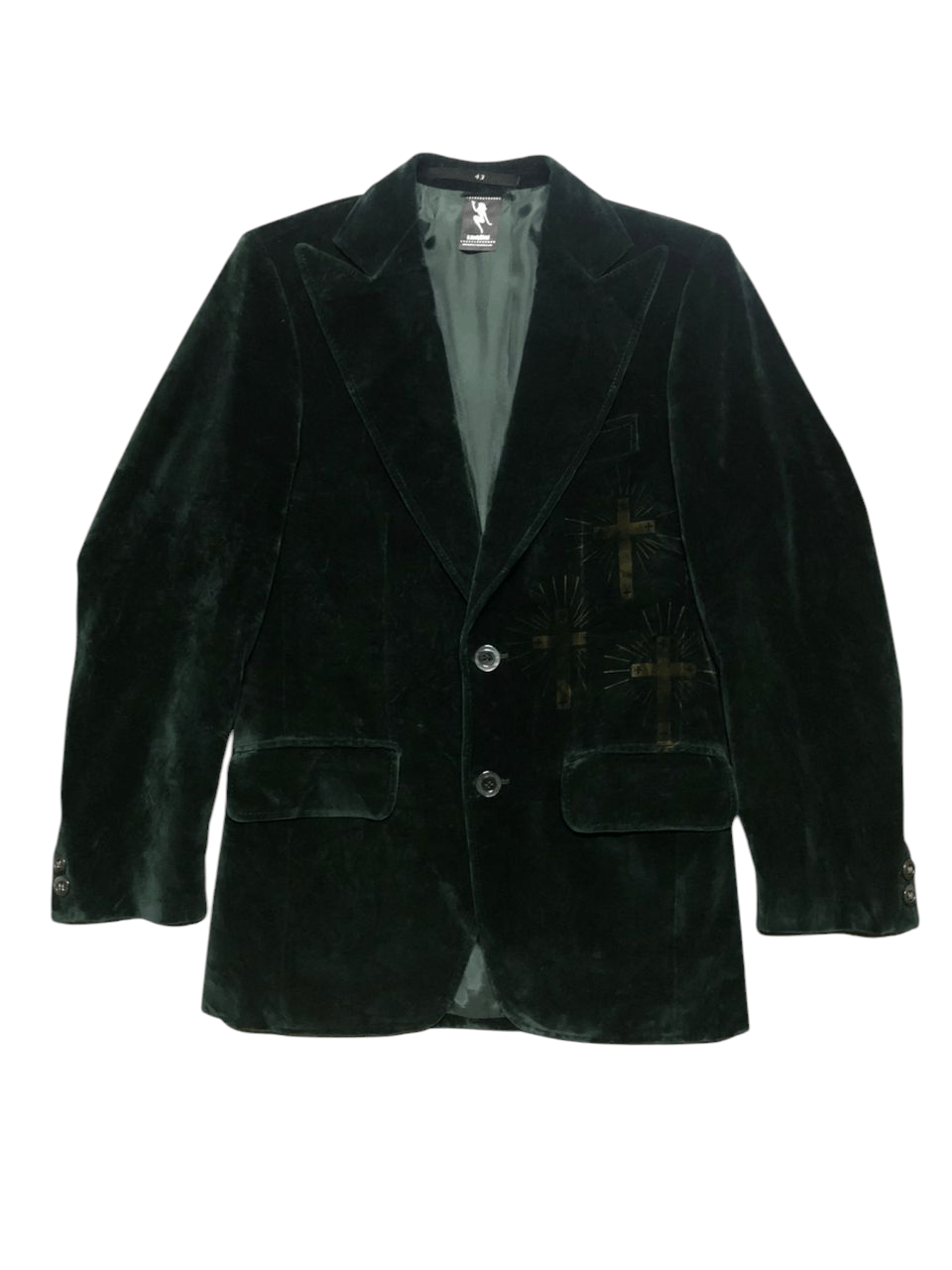 N.Hoolywood N.HoolyWood Green Velvet Blazer Design Cross Printed Size US S / EU 44-46 / 1 - 1 Thumbnail