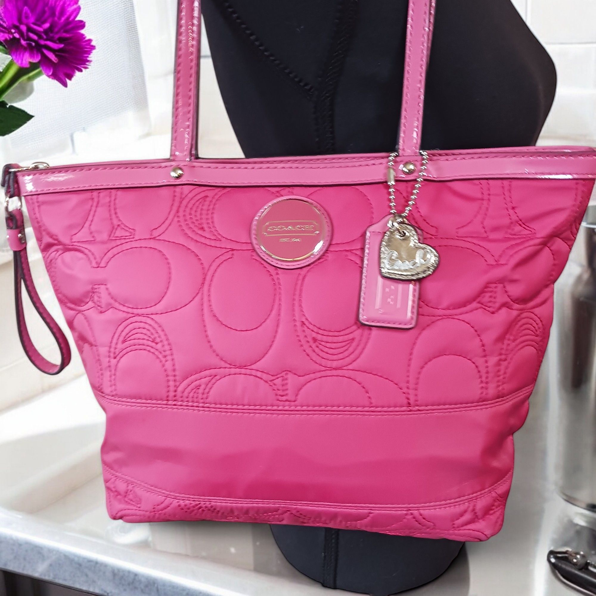 Coach Coach Rose Pink Quilted Signature Tote LeatherTrim Size ONE SIZE - 4 Thumbnail