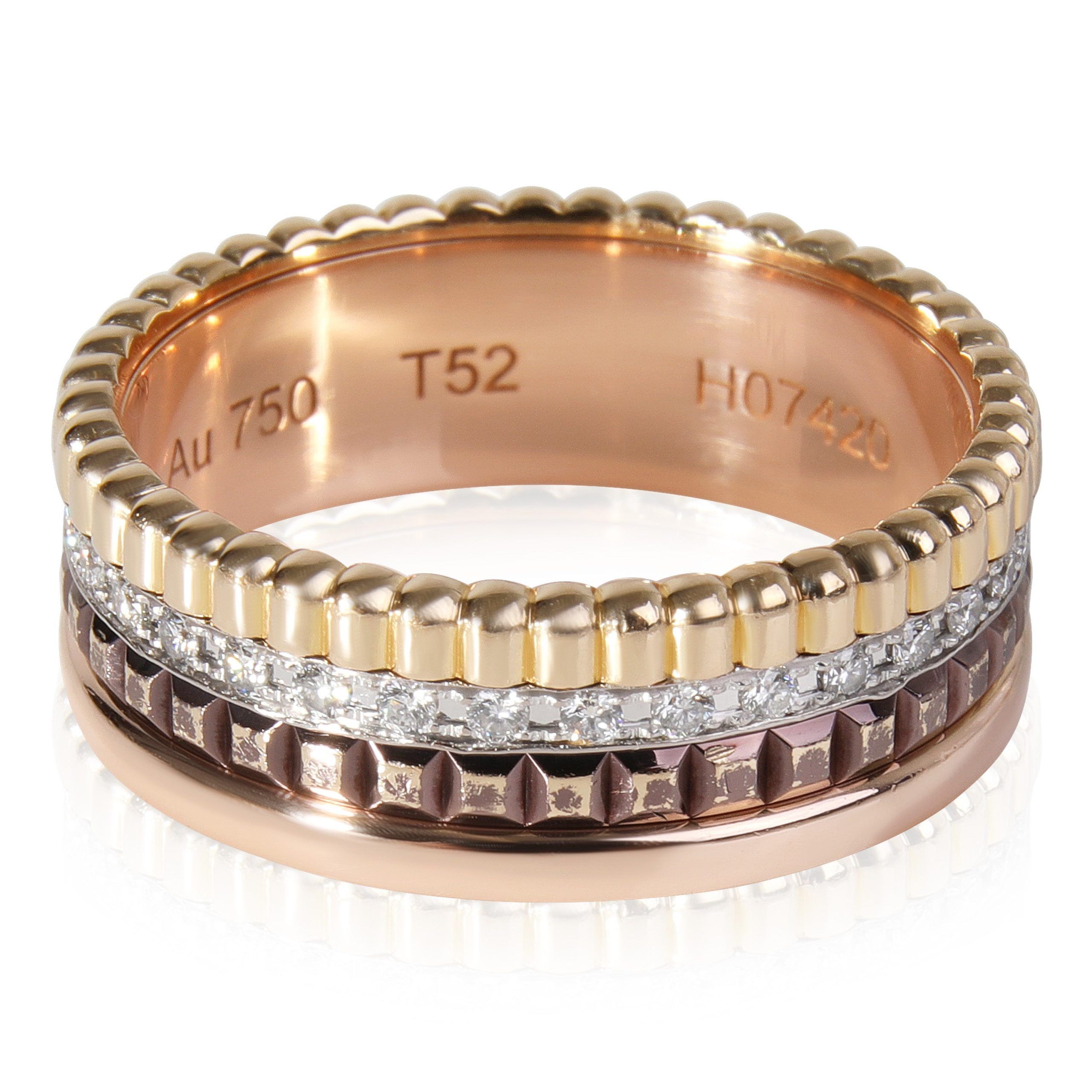 image of Tiffany Co Boucheron Quatre Classique Small Diamond Ring In 18K 3 Tone Gold, Women's