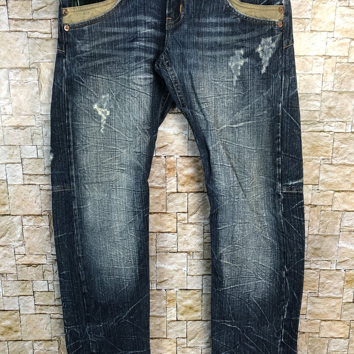 Japanese Brand DL Dominate faded double waist Distressed Denim Pants #A432 Size US 30 / EU 46 - 6 Thumbnail