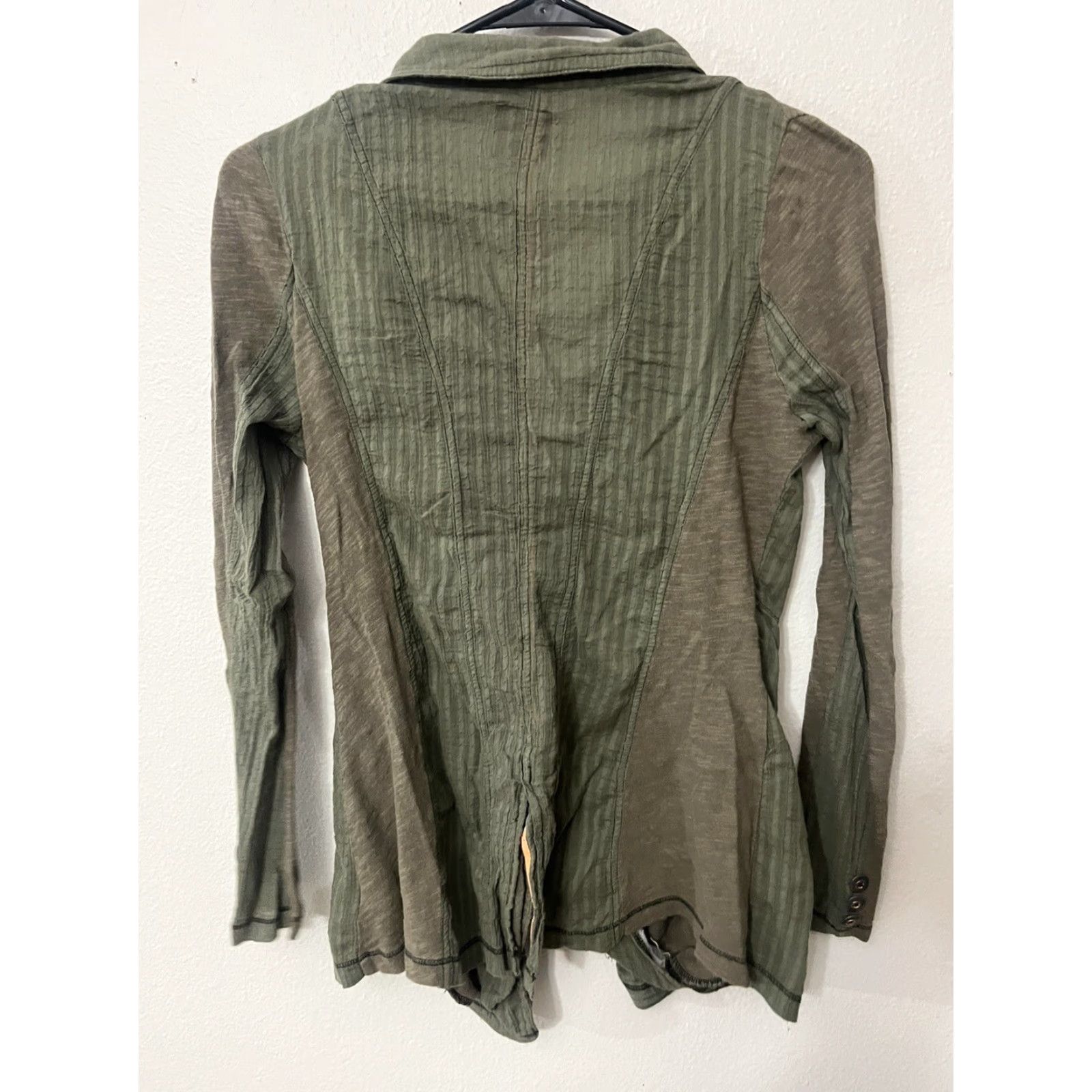 Free People Free People1 Button 2 Tone Color Fringe Wrap Cardigan Green Women Sz. XS Size XS / US 0-2 / IT 36-38 - 2 Thumbnail