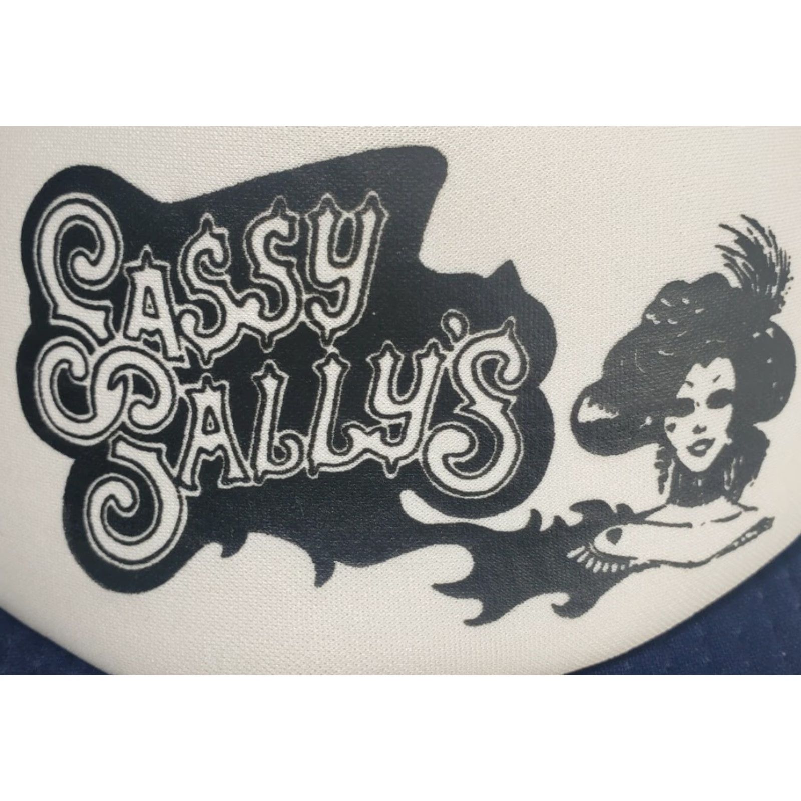 Vintage VINTAGE Speedway 80s Sassy Sally's Casino Las Vegas Nevada Trucker Hat Snapback Cap Blue Navy Blue Adjustable Snapback Hat Mens One Size Size ONE SIZE - 2 Thumbnail