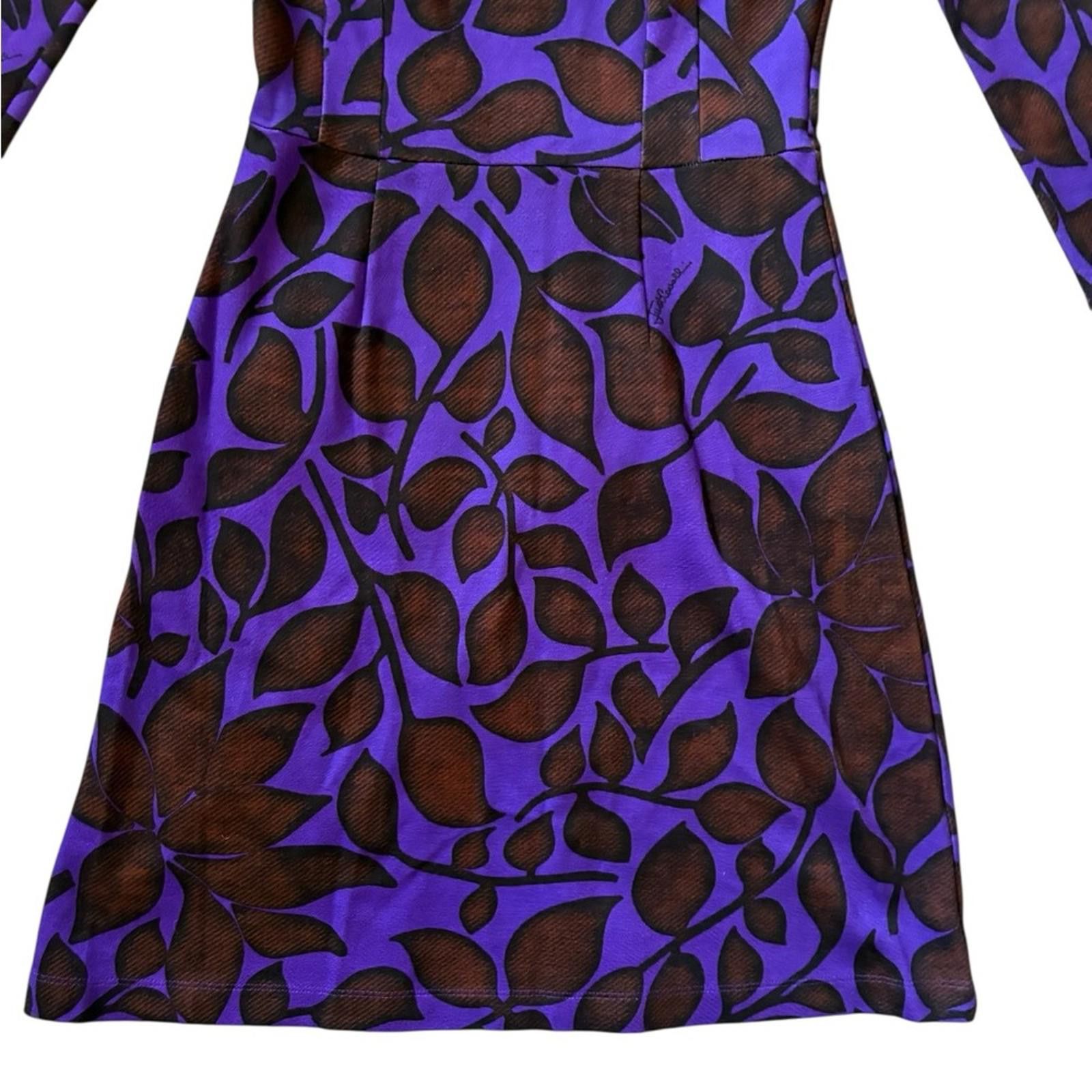 Just Cavalli Vintage Just Cavalli Purple and Brown Leaf Print Mini Dress Size XS / US 0-2 / IT 36-38 - 10 Thumbnail