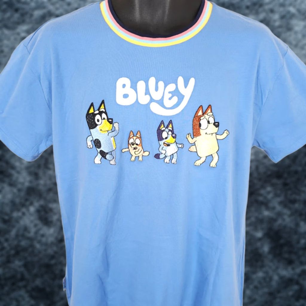 Vintage Bluey T Shirt Mens Large Blue Ludo Studio Embroidered Cartoon Cotton Crew Neck Short Sleeve Shirt Mens Girls Boys Added? Size US L / EU 52-54 / 3 - 1 Thumbnail