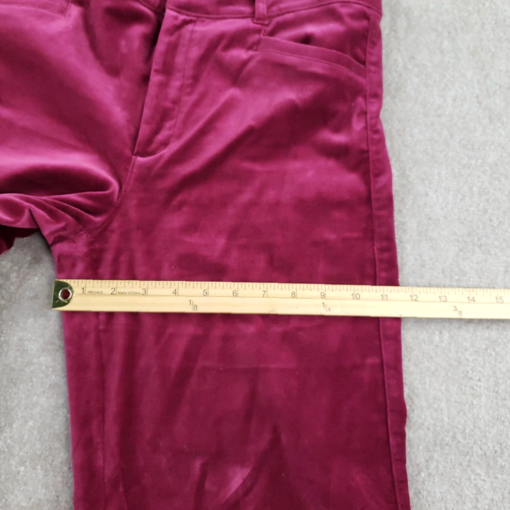 Paige Paige Pants Womens 31 Purple Velvet Wide Leg Dress Trouser 33x30 Inseam 30 Zip Pockets Stretch Cotton Spandex Velvet Fabric Wide-Leg Red Color Bag Size 24" / US 00 / IT 34 - 5 Thumbnail