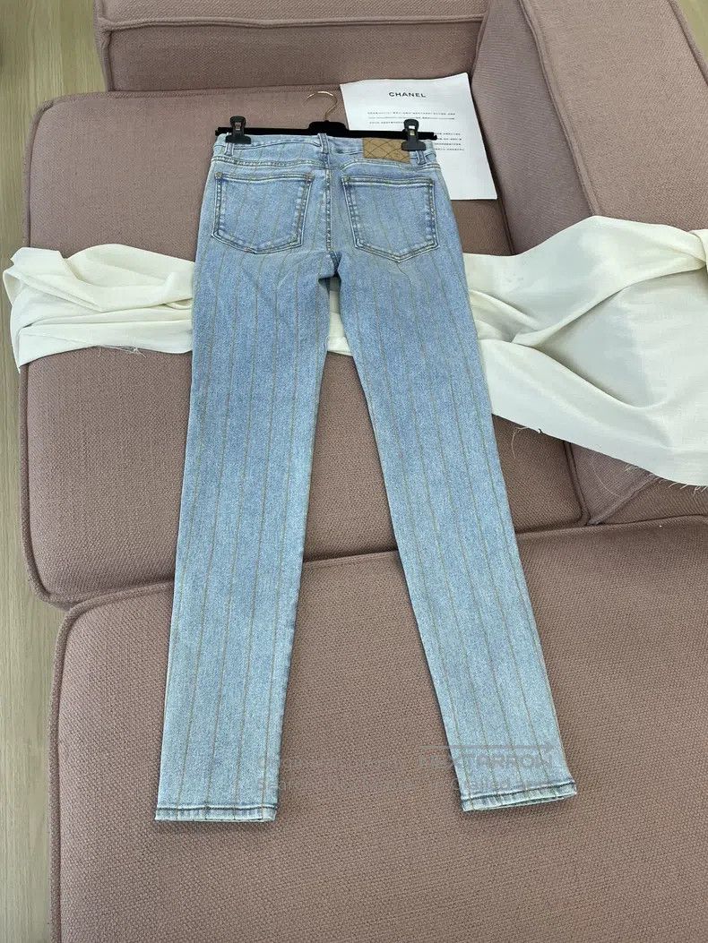 Chanel Chanel Blue vertical striped jeans Size 24" / US 00 / IT 34 - 4 Thumbnail