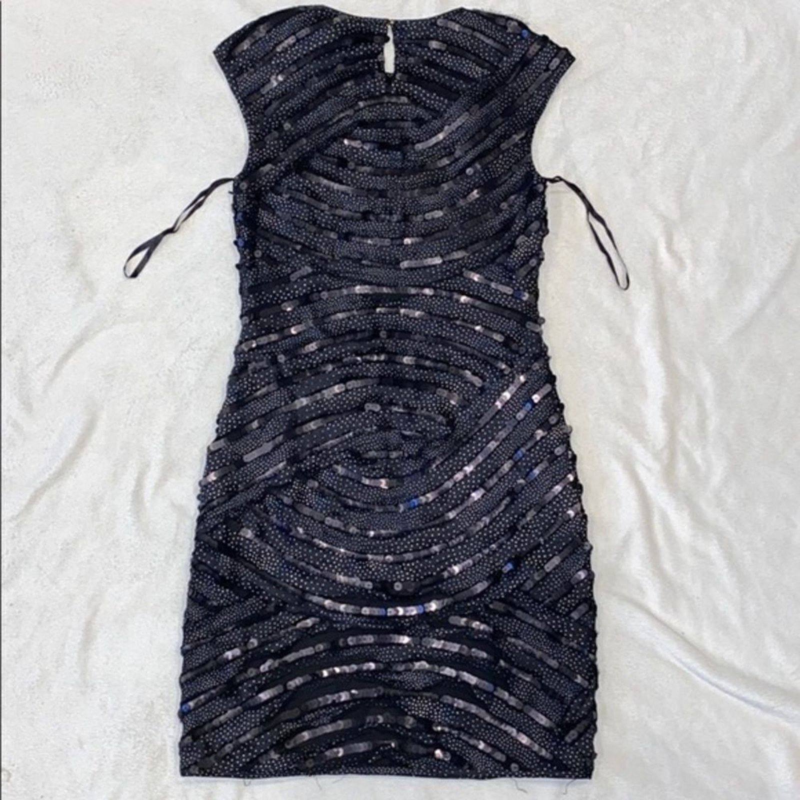 Diane von Furstenberg DVF Black Mini High Neck Sequin Dress | Sz 4 Size S / US 4 / IT 40 - 7 Thumbnail