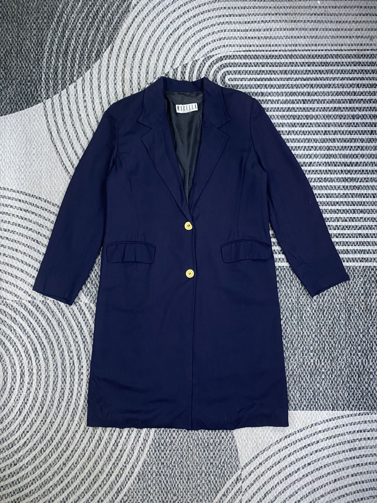 Marella Vintage Marella Navy Colour Double Button Long Blazer Size M / US 6-8 / IT 42-44 - 1 Thumbnail