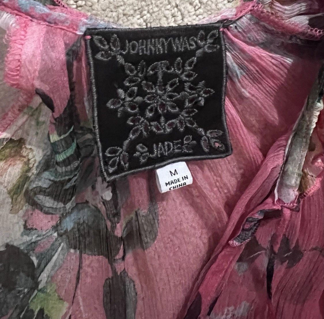 Designer Johnny Was Jade Adore Silk Print Dress Size M Mini Tiered Size M / US 6-8 / IT 42-44 - 7 Thumbnail