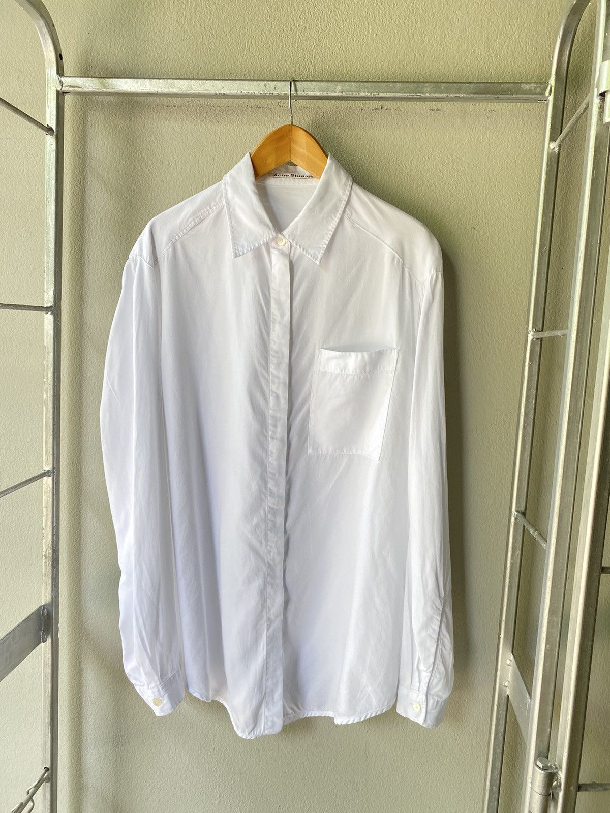 Acne Studios Acne Studios White Hidden Button Long Sleeve Shirt Size XS / US 0-2 / IT 36-38 - 1 Thumbnail