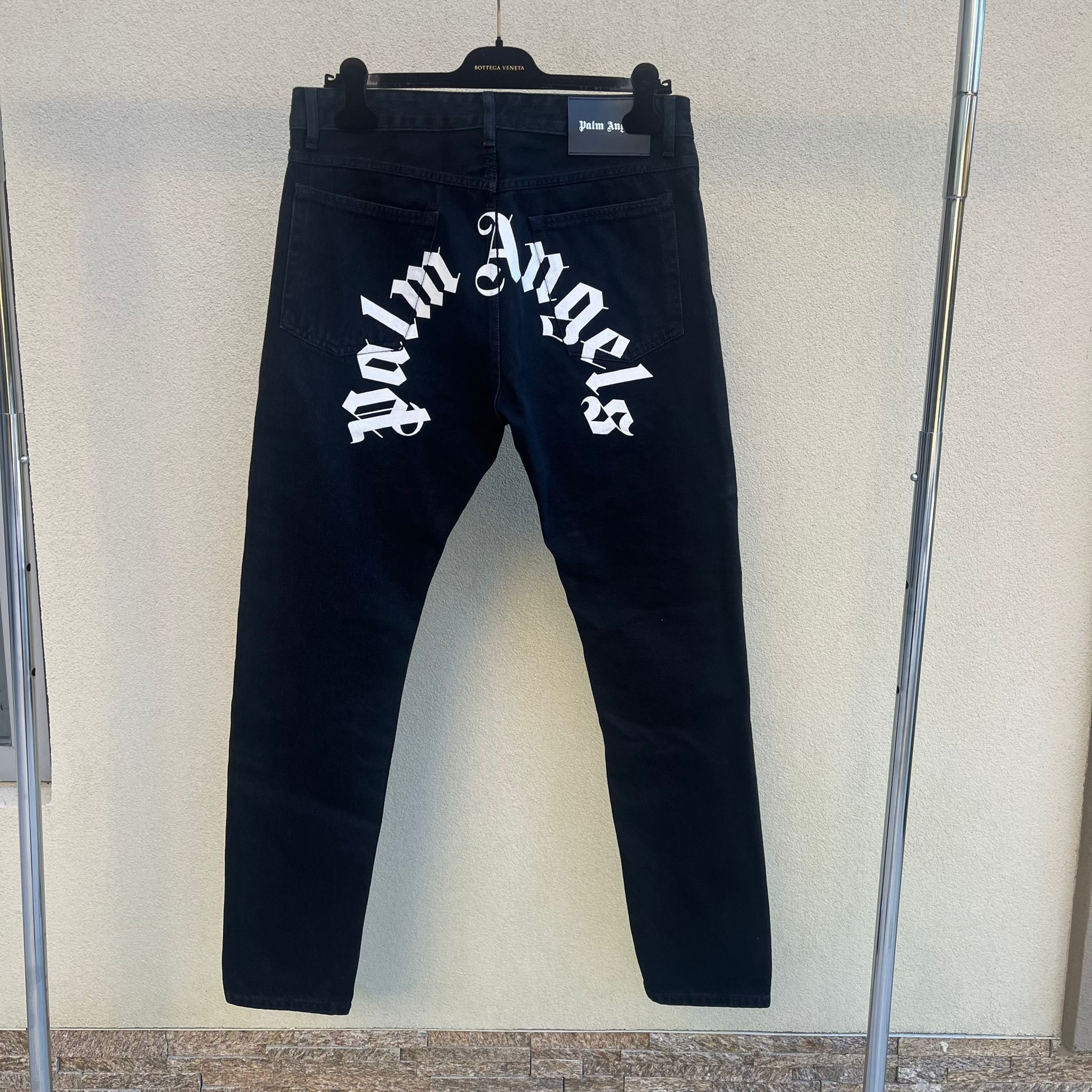 Palm Angels White Print Classic Logo Denim in Black Size US 32 / EU 48 - 1 Thumbnail