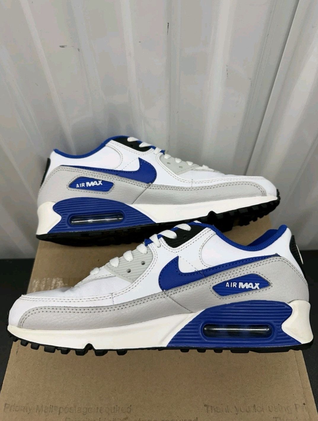Nike Nike Air Max 90 Leather White Game Royal Size 7.5 Men Size US 7.5 / EU 40-41 - 4 Thumbnail