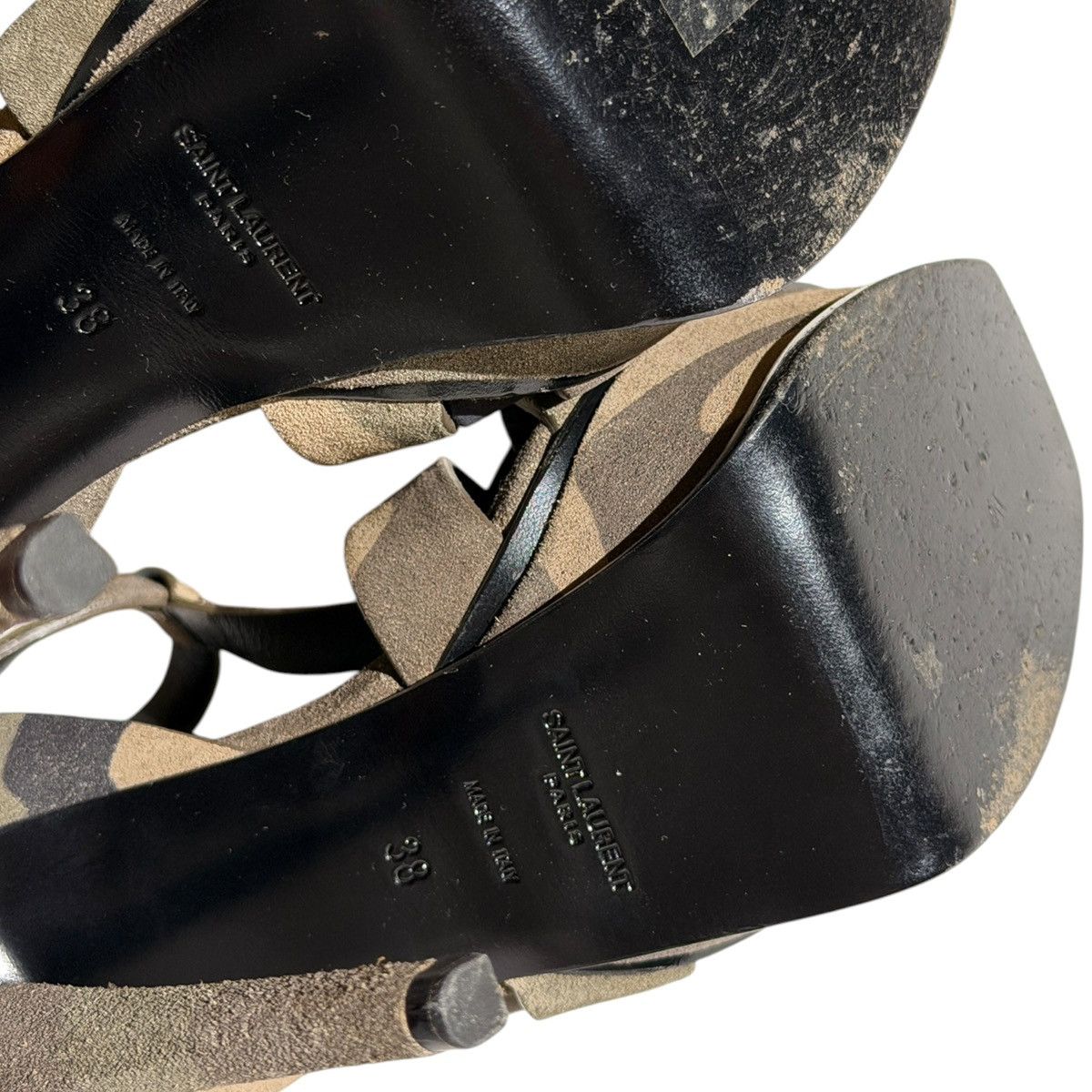 Saint Laurent Paris Tribute Camo suede leather heels Size US 8 / IT 38 - 3 Thumbnail