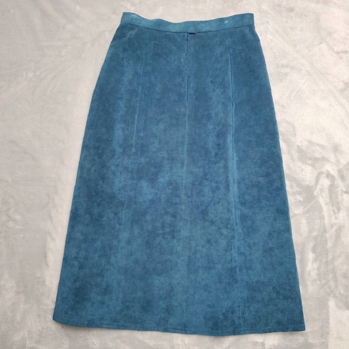 Altea VTG St Croix Knits Skirt Womens 8 Teal Faux Suede Retro Midi Minimalist Mod Zip Skirt Womens 8 Teal Zip Vintage Retro Mod Size 30" / US 8 / IT 44 - 7 Thumbnail
