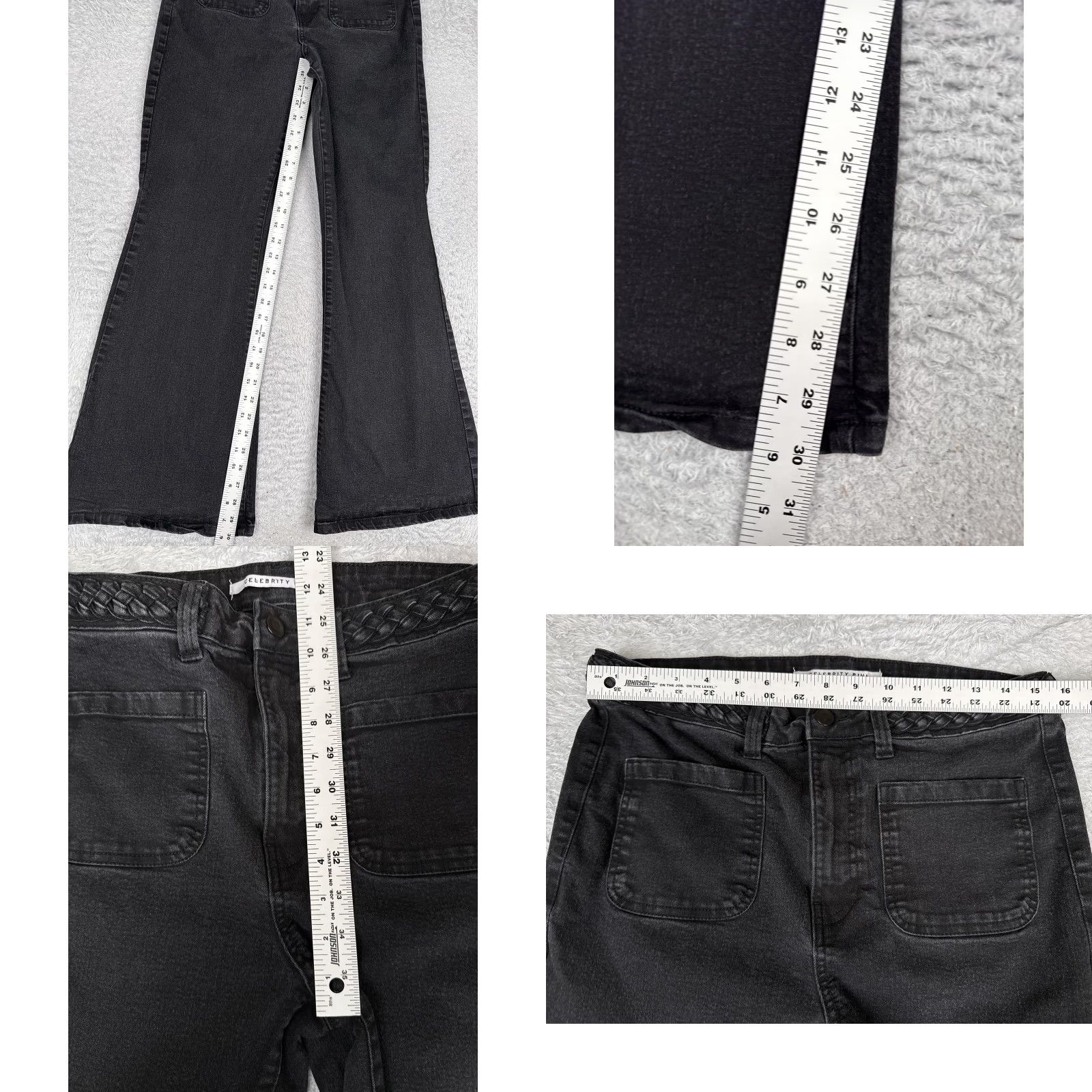 Vintage Celebrity Pink Jeans Juniors 15/32 Flare Denim Gray Charcoal Stretch 30x30 Size 36" / US 14 / IT 50 - 8 Thumbnail