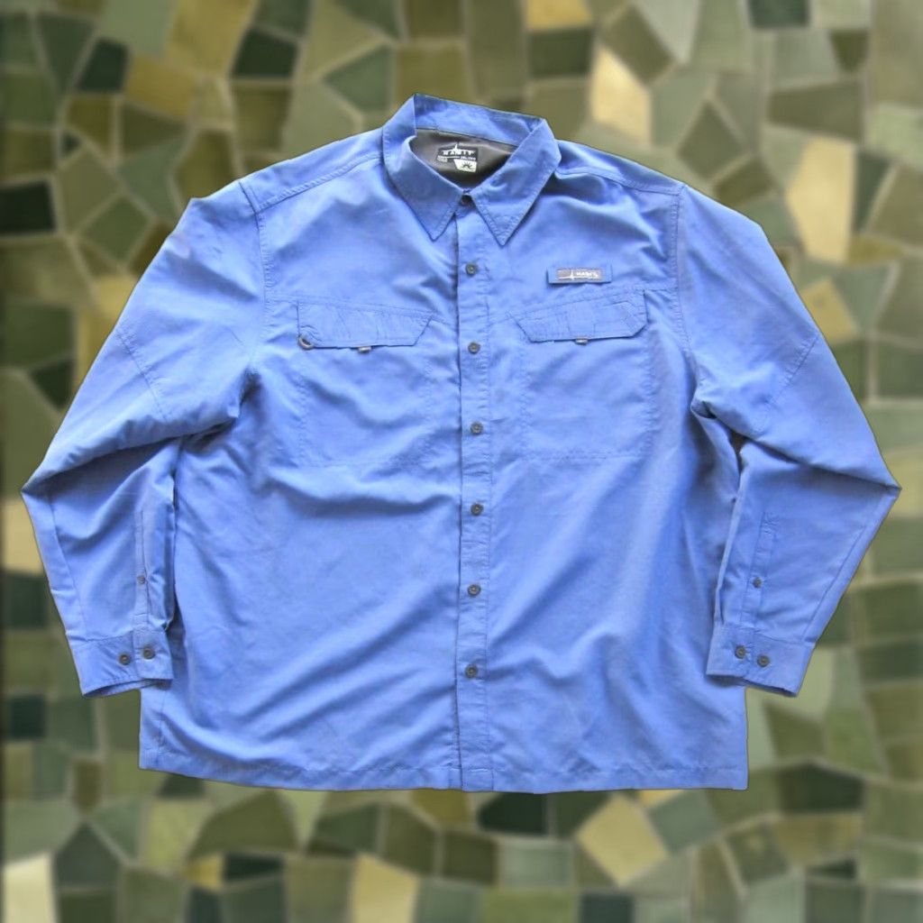 Habitat Habit Button-Up 2XL Blue UPF 40+ Vented Lightweight Quick Dry Long Sleeve Shirt Mens Size US XXL / EU 58 / 5 - 1 Thumbnail