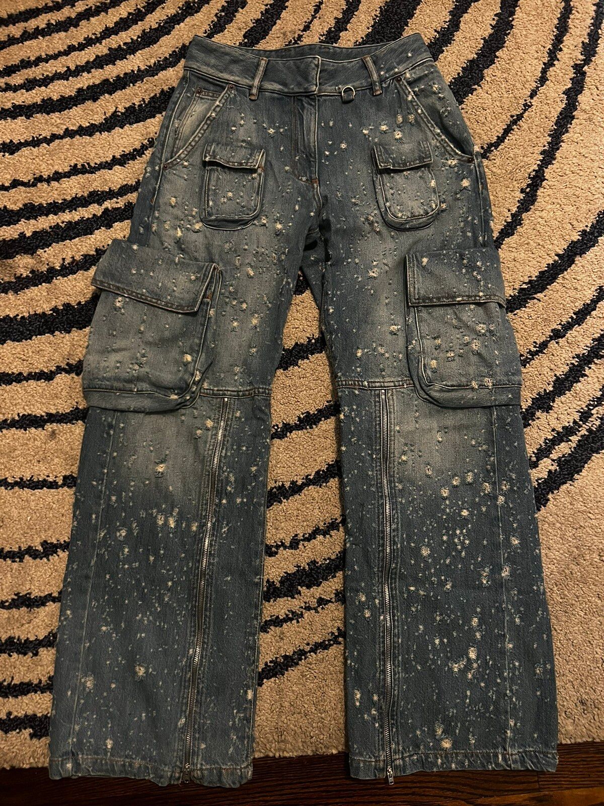 Pre-owned Acne Studios Distressed Cargo Trousers In Blue