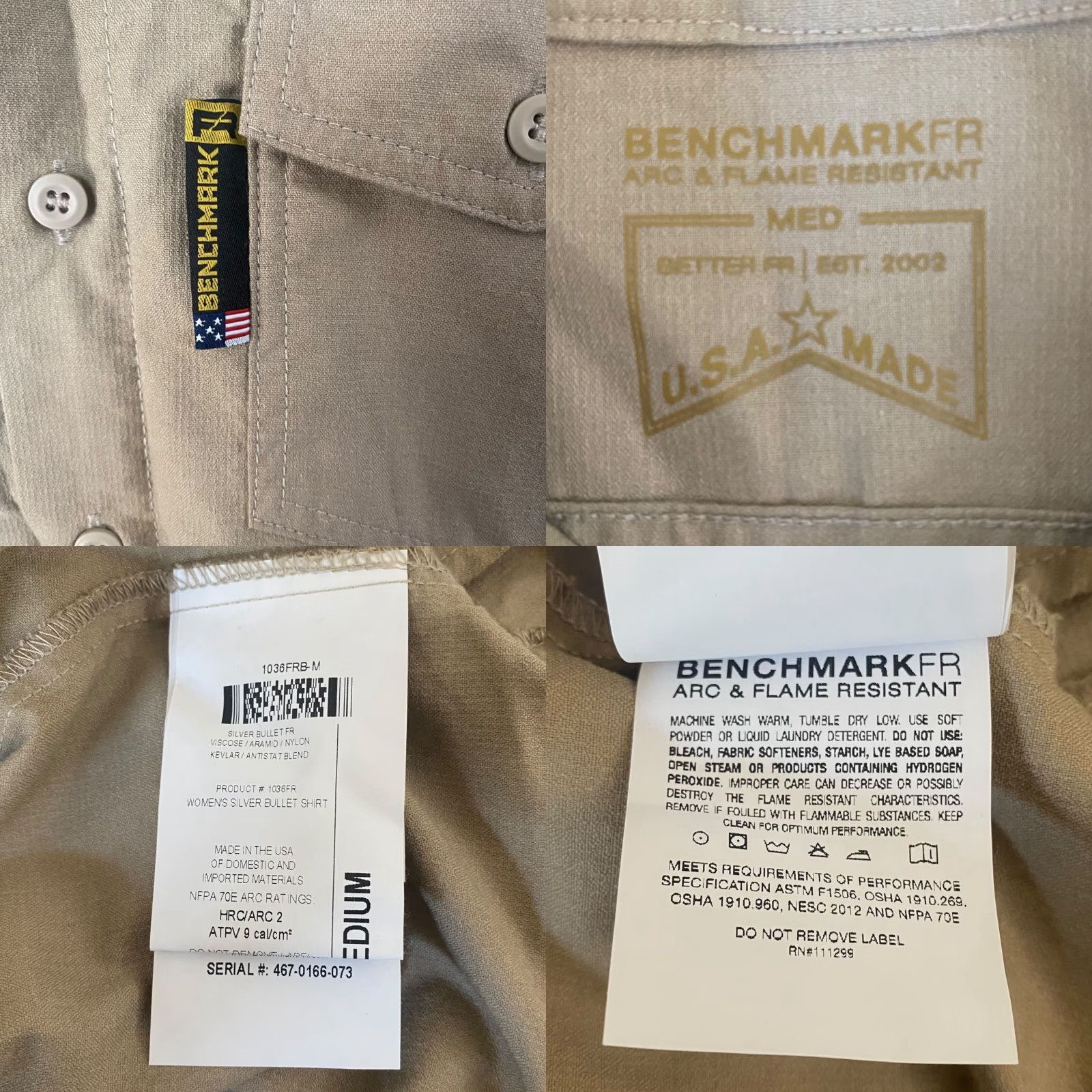 Vintage VINTAGE Benchmark Silver Bullet Flame Resistant Button-Up Shirt Womens Medium Tan HRC2 Size M / US 6-8 / IT 42-44 - 8 Thumbnail