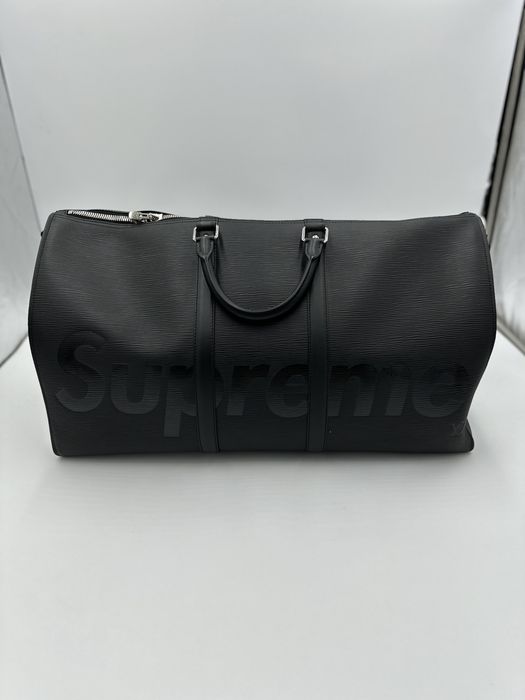 Louis vuitton x supreme keepall bandouliere epi best sale 55 black