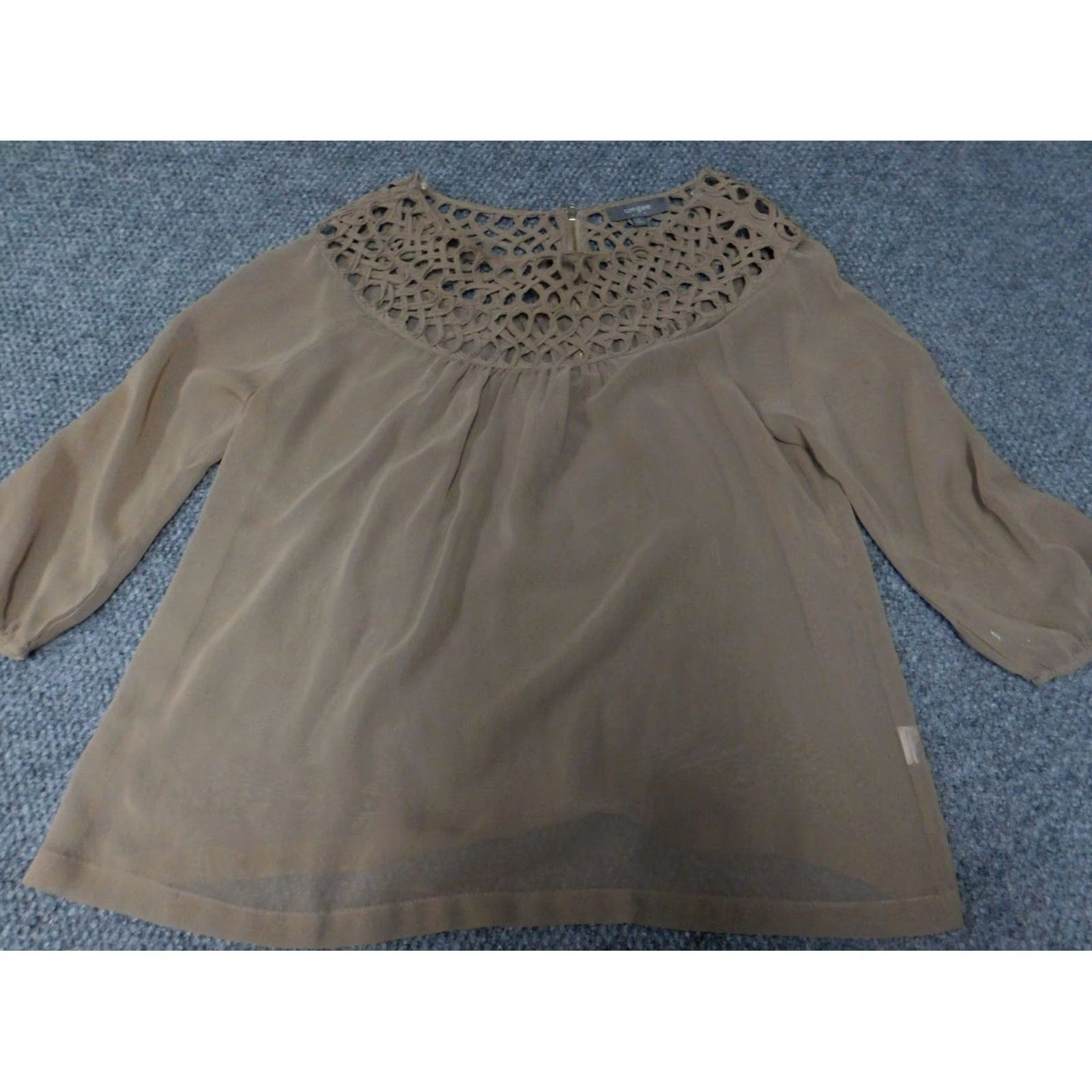 Vintage UMGEE Blouse Women L Brown Pullover High Neck Long Sleeve Cap Sleeve Solid Ruffle Casual Classic Polyester Woven Stretch Regular Vintage No Size L / US 10 / IT 46 - 2 Thumbnail