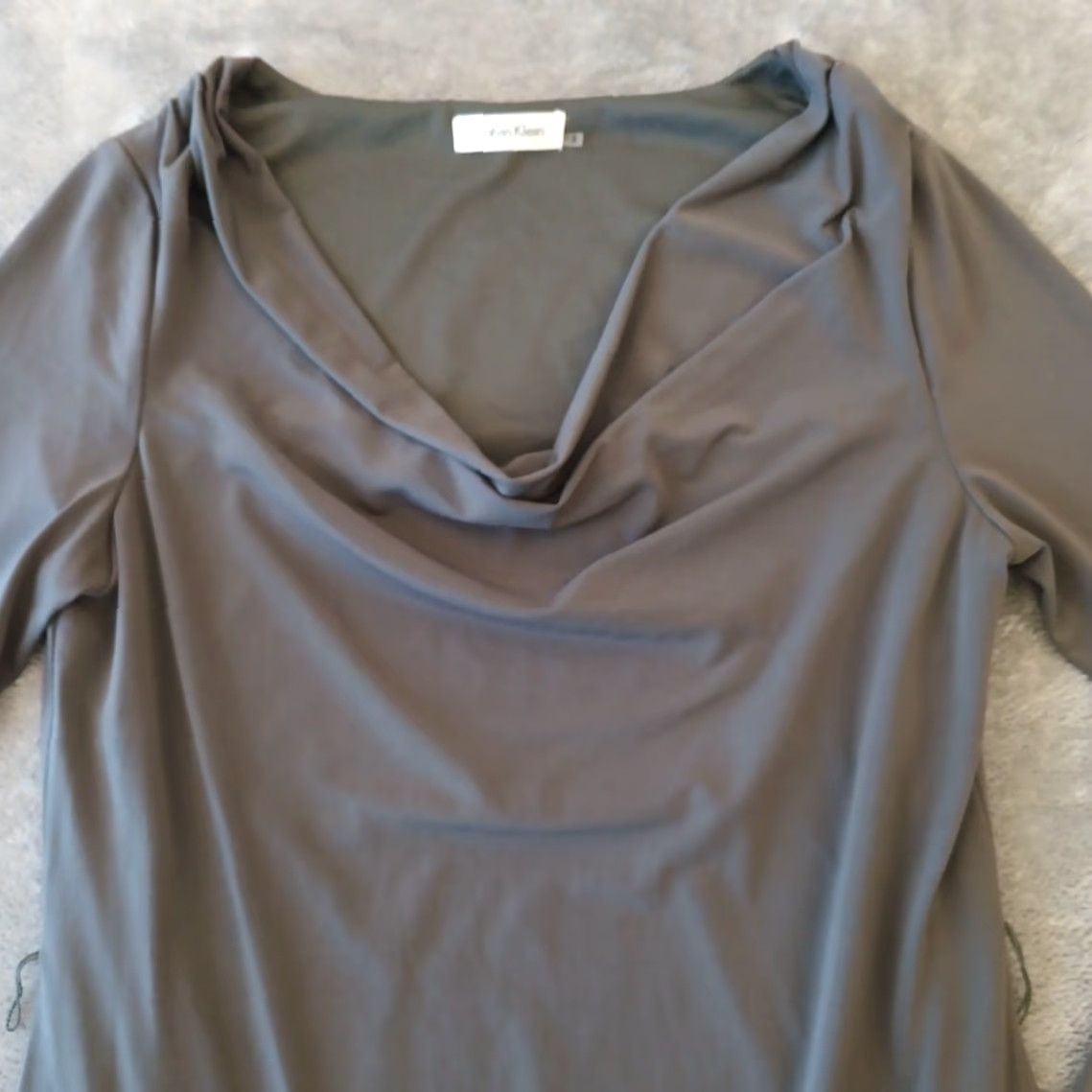Calvin Klein Calvin Klein Dress Knee Length Green Long Sleeve Cowl Neck Pullover Lined Solid Size 8 Womens Sheath Size M / US 6-8 / IT 42-44 - 3 Thumbnail