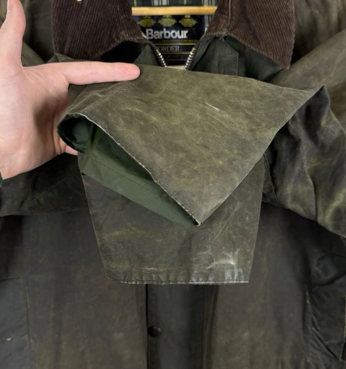 Barbour Barbour A200 Border Jacket Waxed Cotton Coat Green Full Zip Size US XL / EU 56 / 4 - 9 Thumbnail