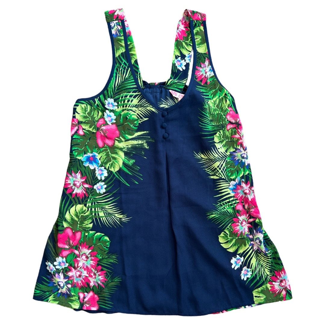 Other Candie's Navy Blue Palm Floral Sleeveless Tank Top, S Size S / US 4 / IT 40 - 1 Thumbnail