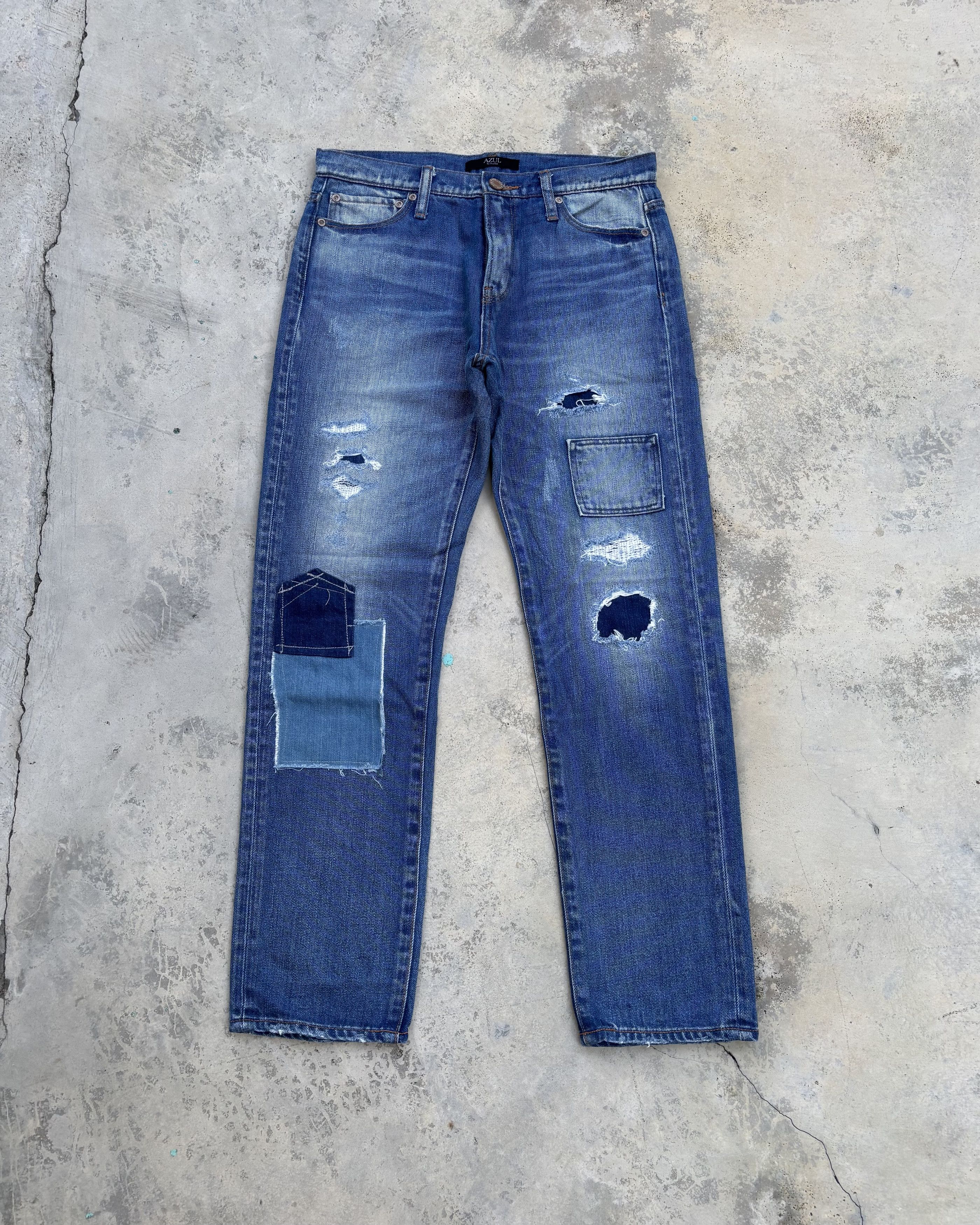 Japanese Brand × Jean × Kapital Vintage Azul By Moussy Patchwork Distressed Denim Jean Size US 31 - 1 Thumbnail
