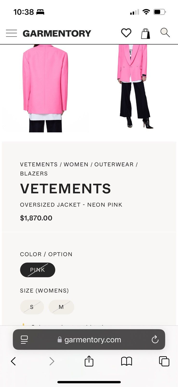 Vetements 2020 Oversized Blazer Pink Size 48L - 2 Thumbnail