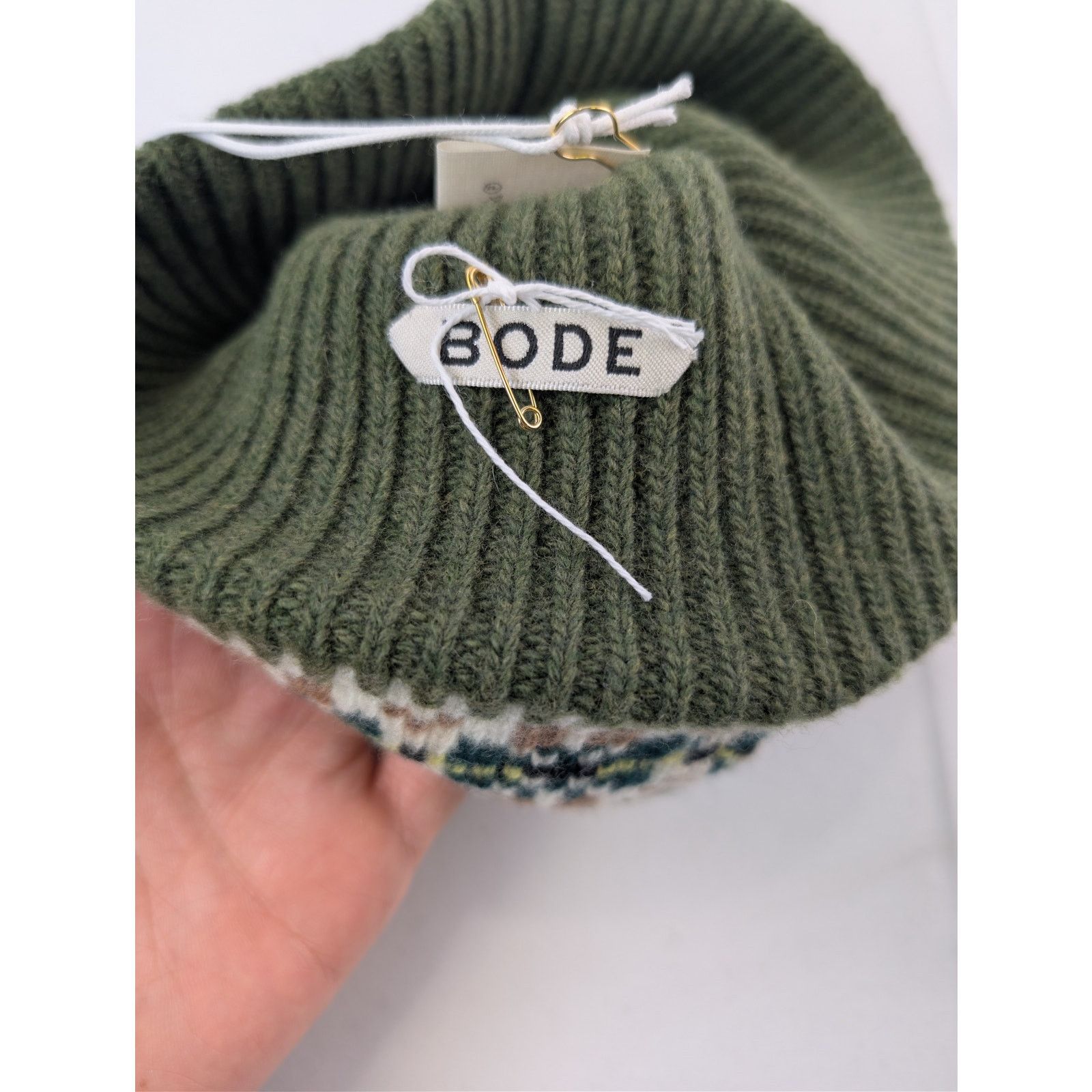 Bode o1rshd1 Size: OS / 100% Virgin Wool Beanie Cap / Hat Green Size ONE SIZE - 9 Thumbnail